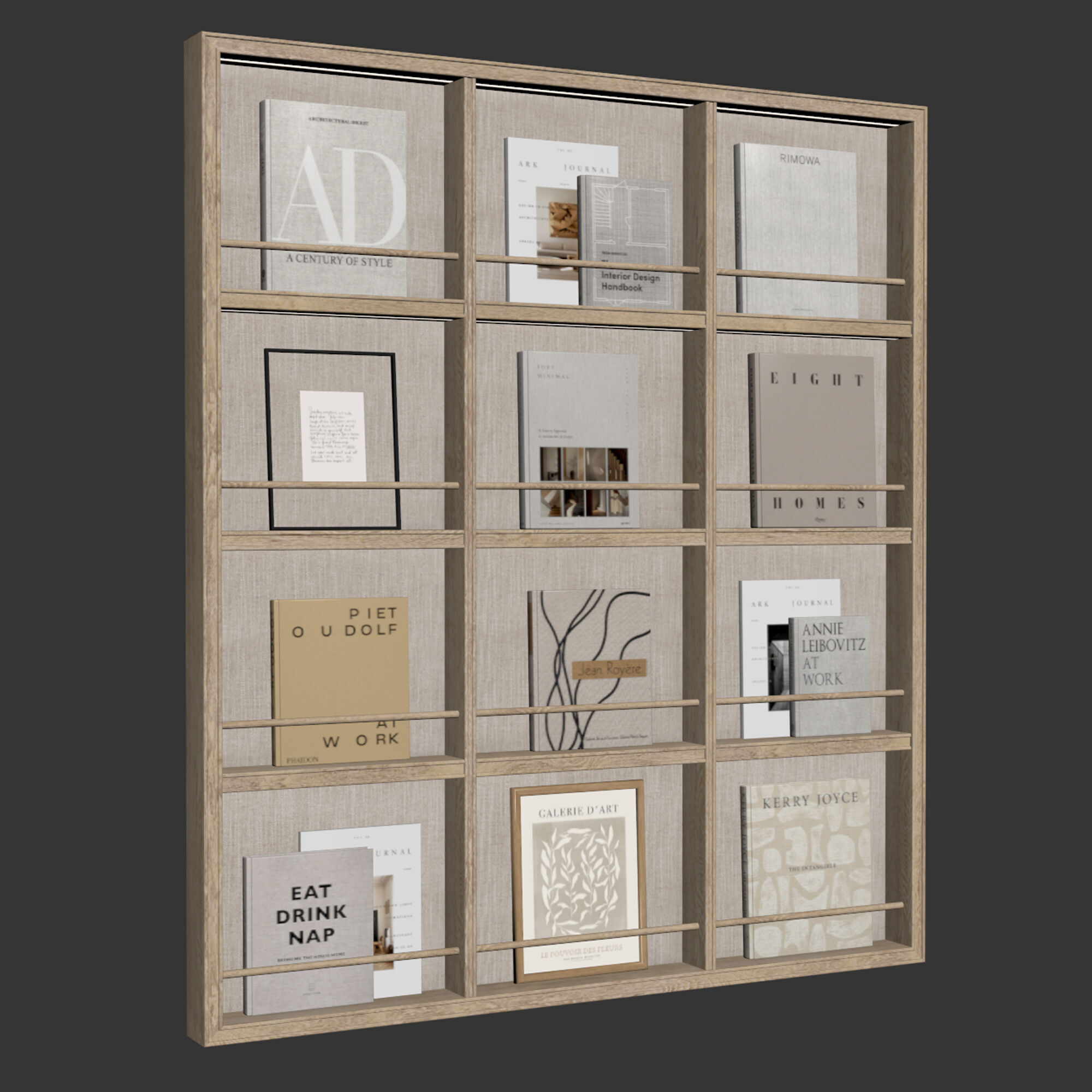 Bookcase Slim 3D model_5