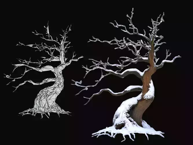Winter Tree 2 Free low-poly 3D model
