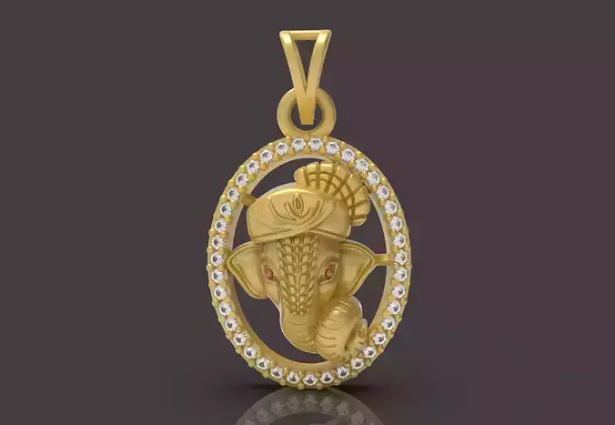 Ovel Ganapati Pendant - 0085 