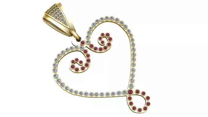 RUBY HEART PENDANT 3D PRINTABLE  MODEL 