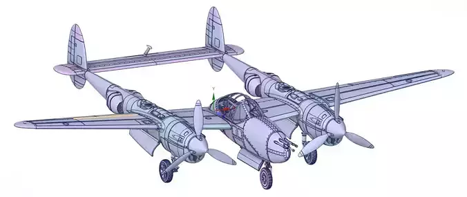 P-38J Lightning 3D print model
