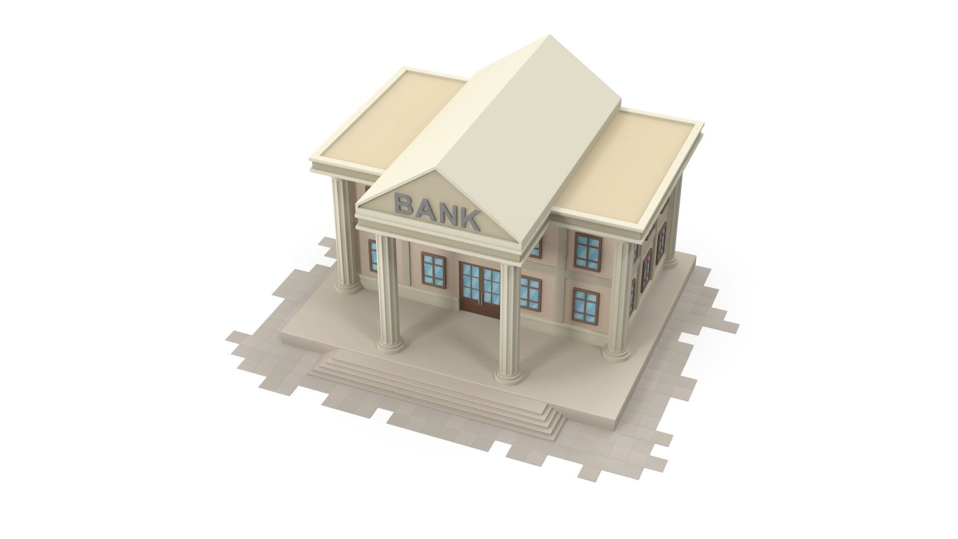 Cartoon bank 3D model_8