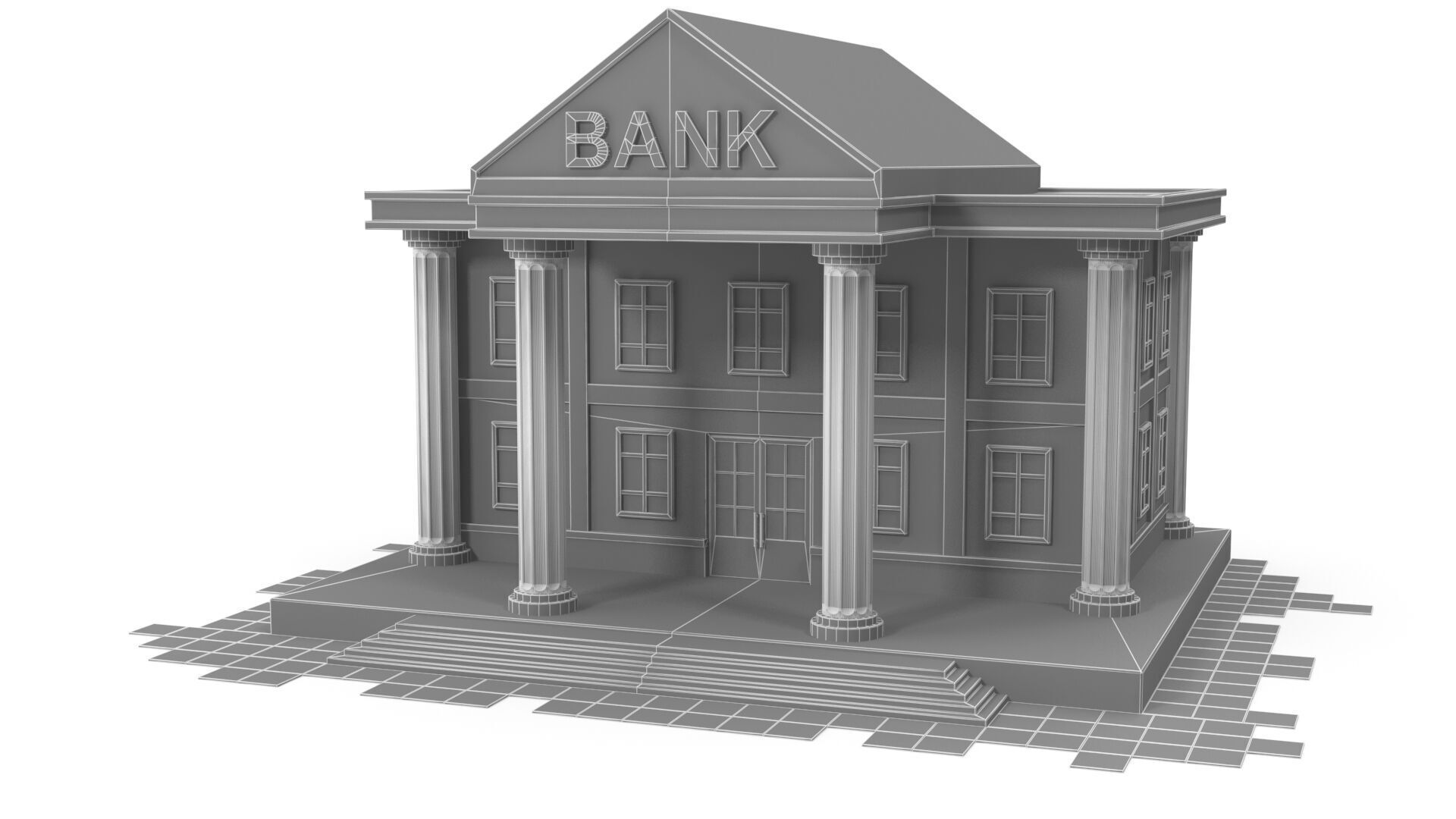 Cartoon bank 3D model_11