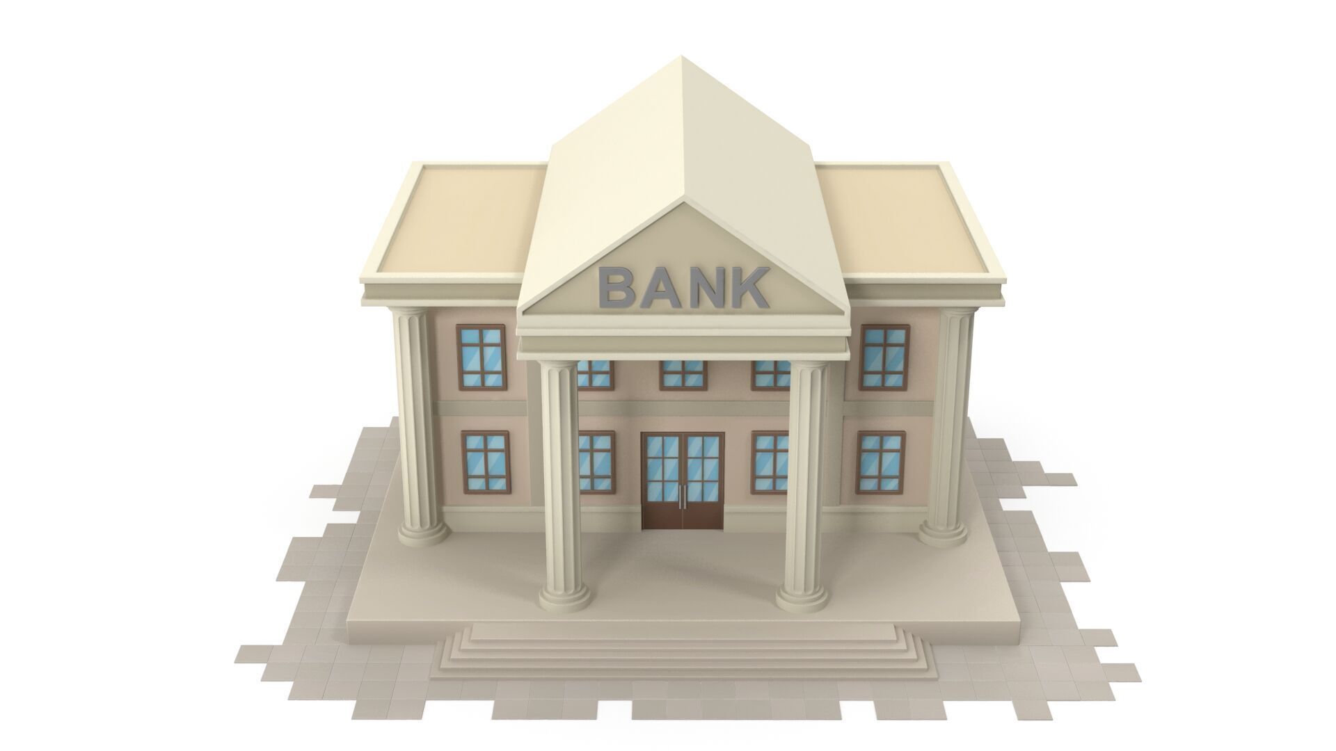 Cartoon bank 3D model_6