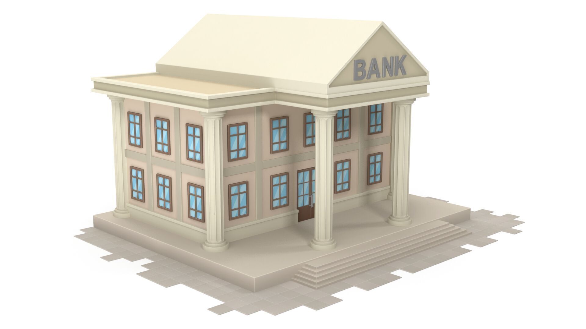 Cartoon bank 3D model_5