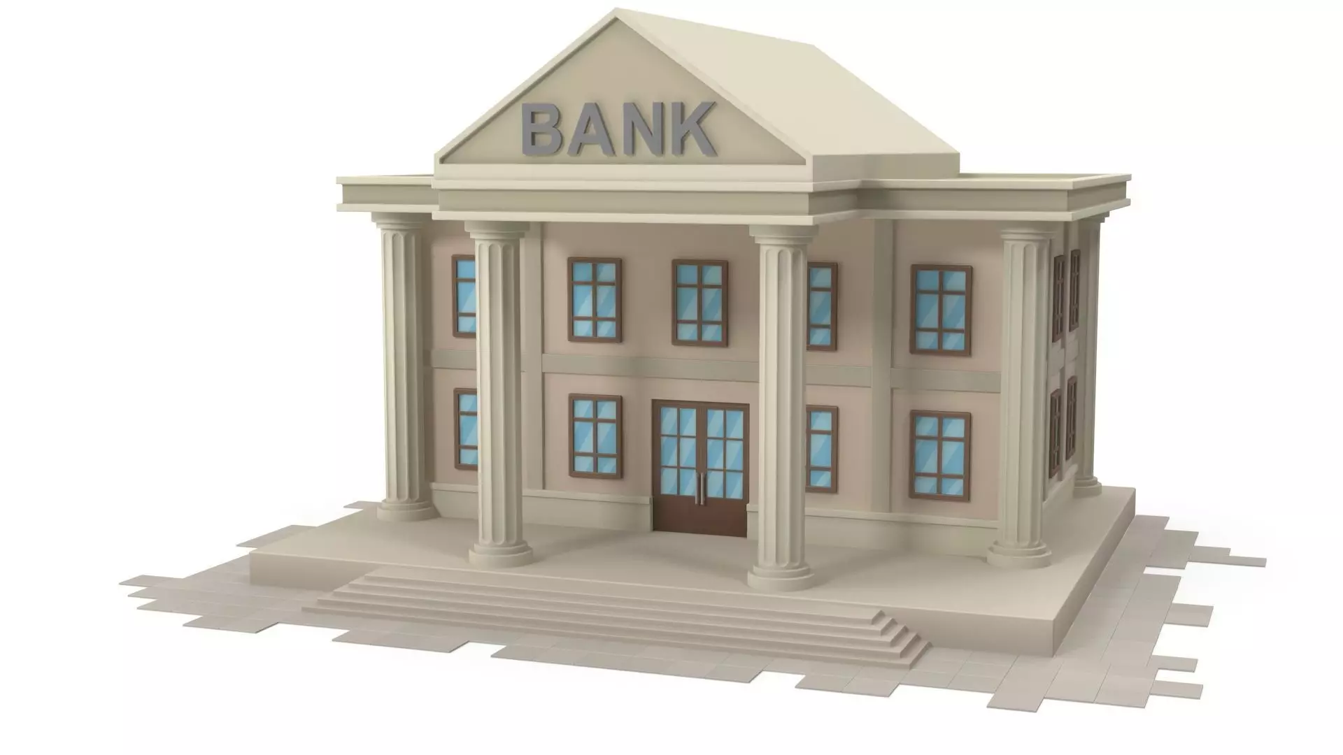 Cartoon bank 3D model_0