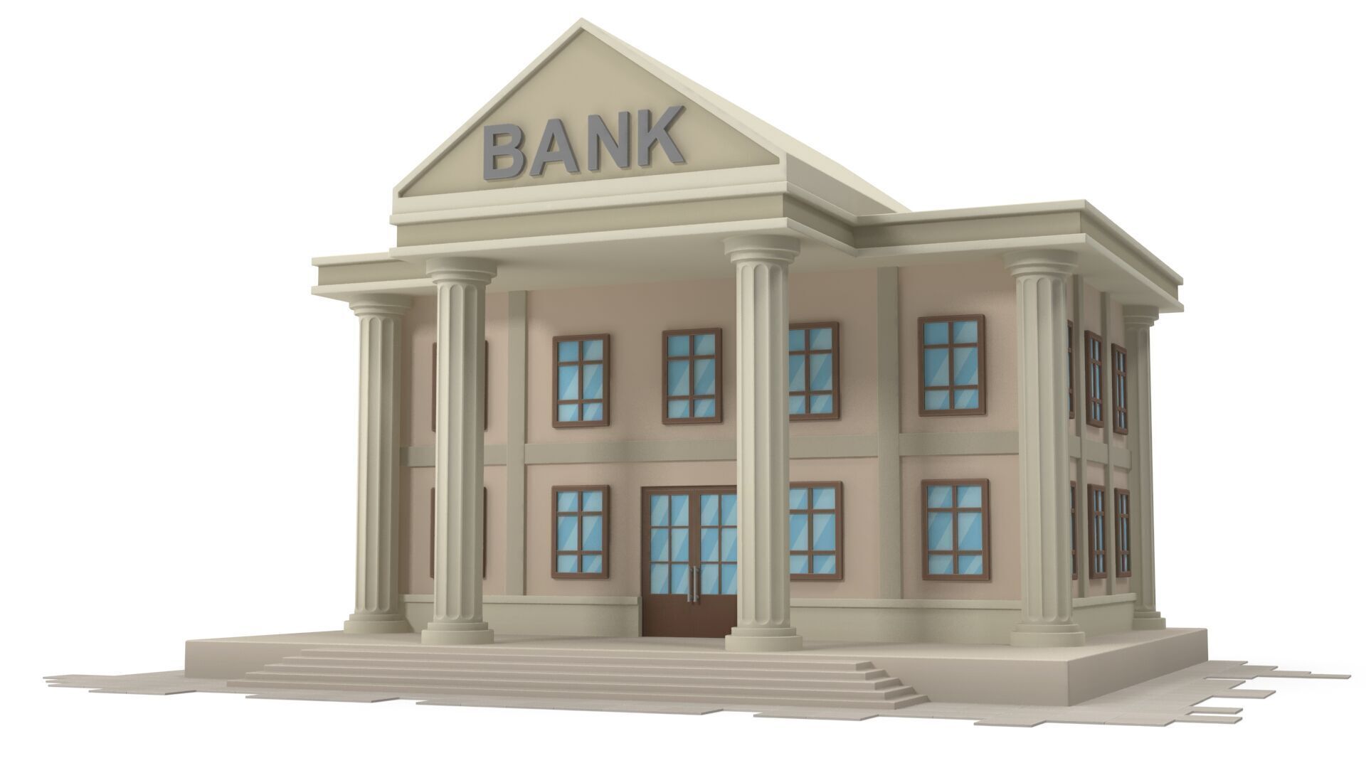 Cartoon bank 3D model_7