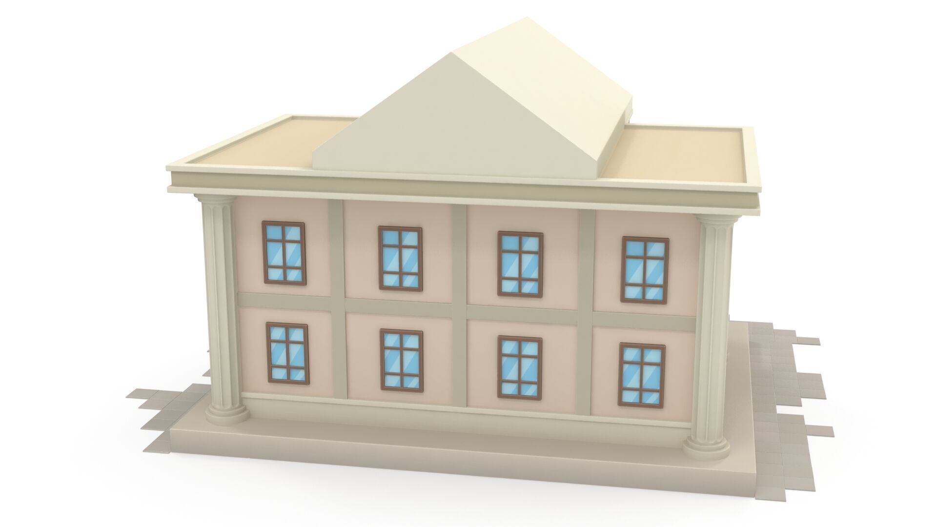 Cartoon bank 3D model_3