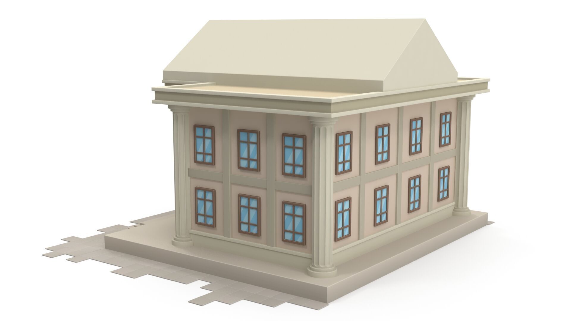 Cartoon bank 3D model_2