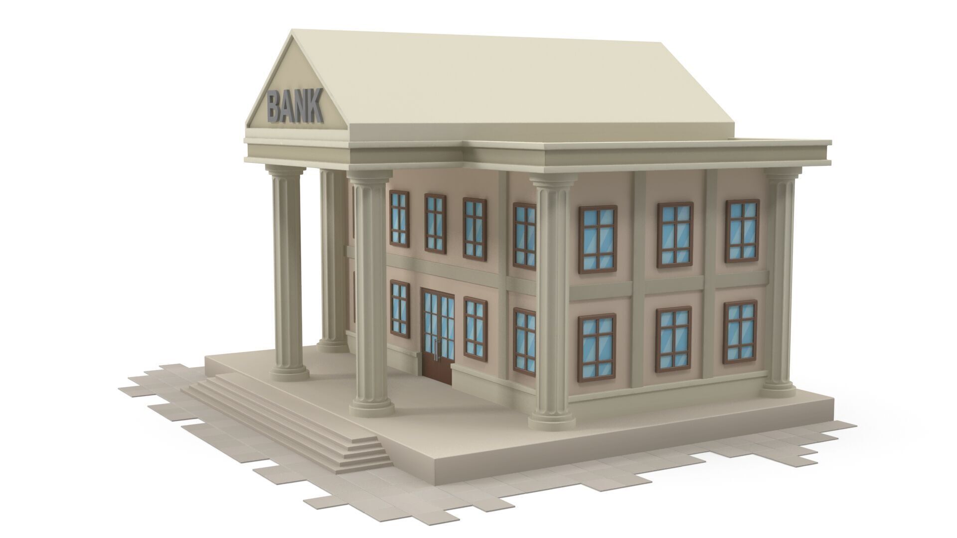 Cartoon bank 3D model_1