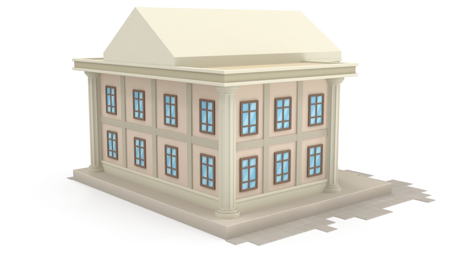 Cartoon bank 3D model_4