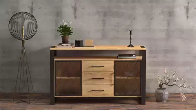 Classic Wooden-Iron Sideboard