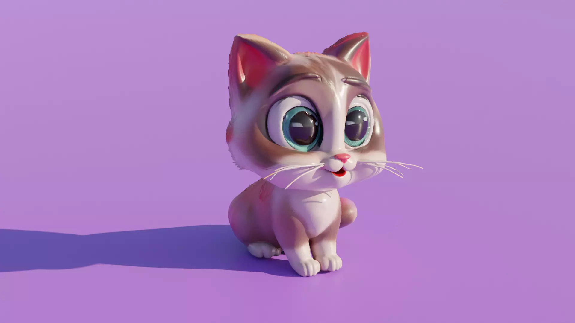 Cute Cat Low-poly 3D model_0