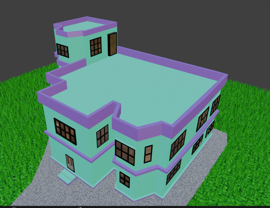Modern Low-Poly Residential House Model Low-poly 3D model_2