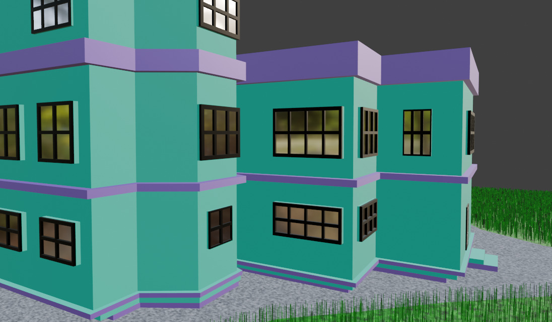 Modern Low-Poly Residential House Model Low-poly 3D model_1