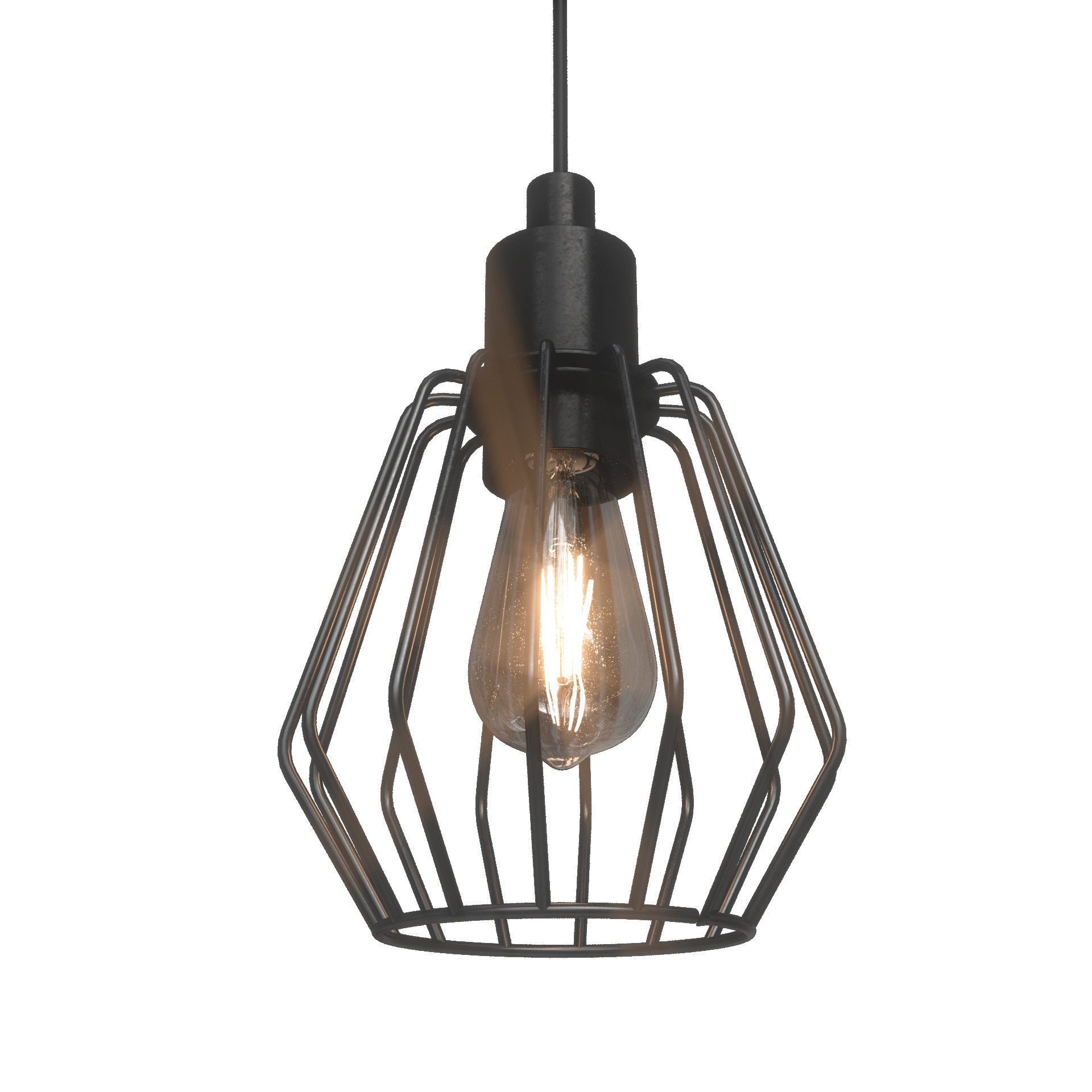 Pendant Light Fixture with Edison Bulb Low-poly 3D model