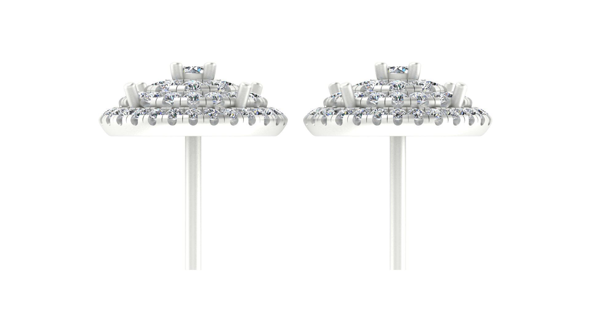 Luxurious Multi-Layered Round Diamond Stud Earrings 3D print model_26