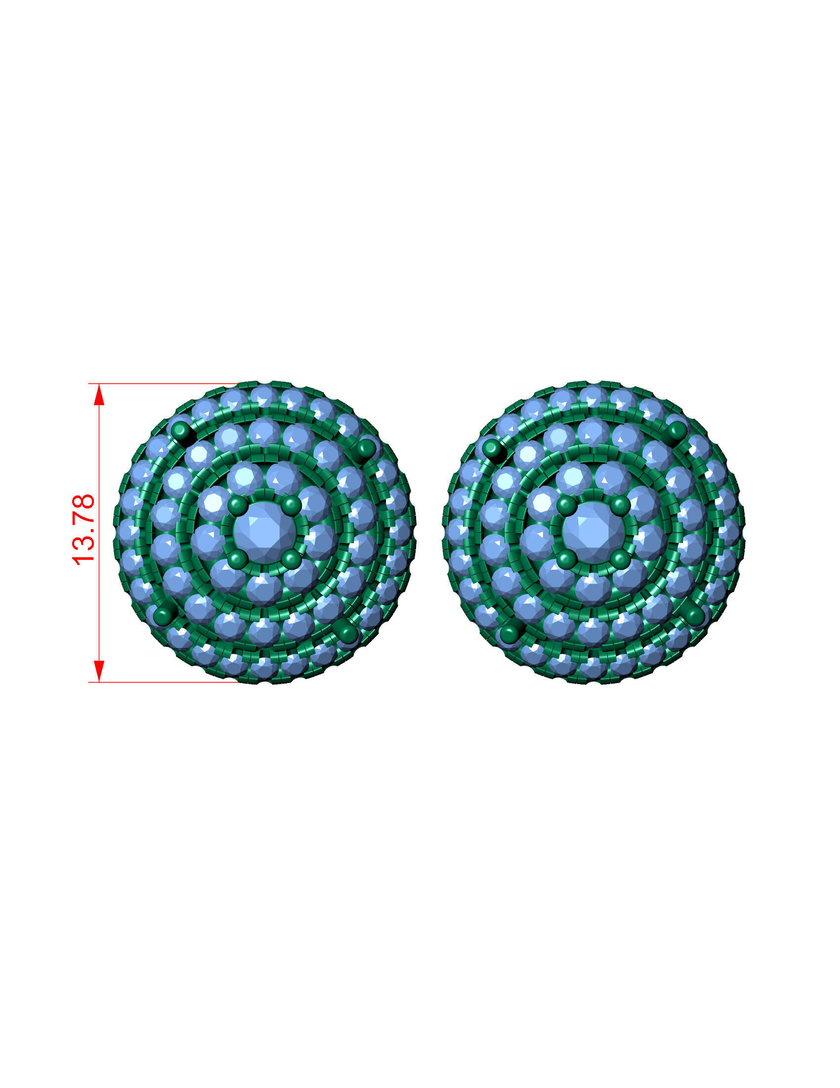 Luxurious Multi-Layered Round Diamond Stud Earrings 3D print model_16