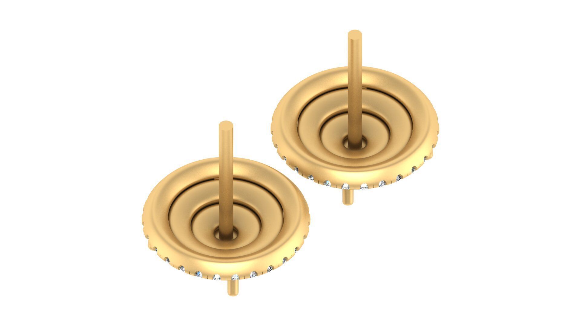 Luxurious Multi-Layered Round Diamond Stud Earrings 3D print model_8