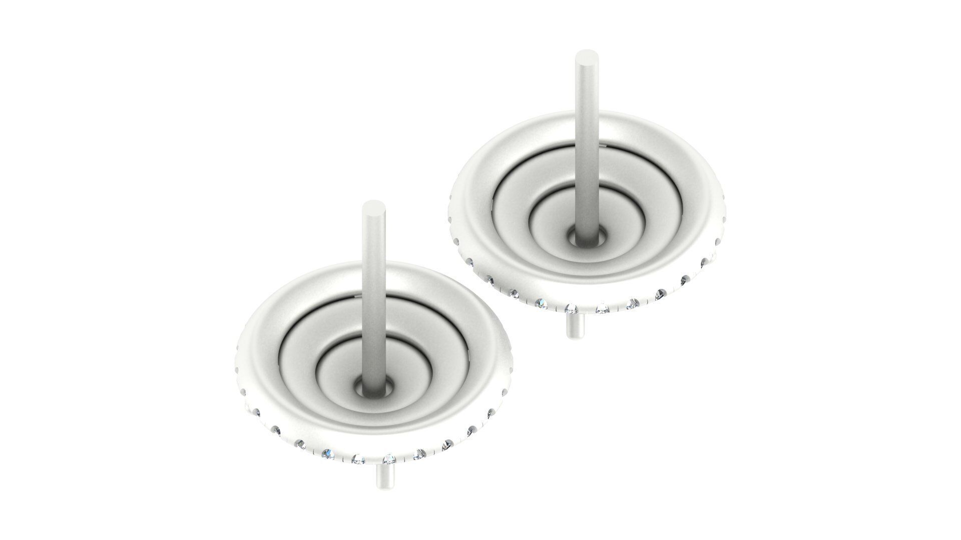 Luxurious Multi-Layered Round Diamond Stud Earrings 3D print model_9