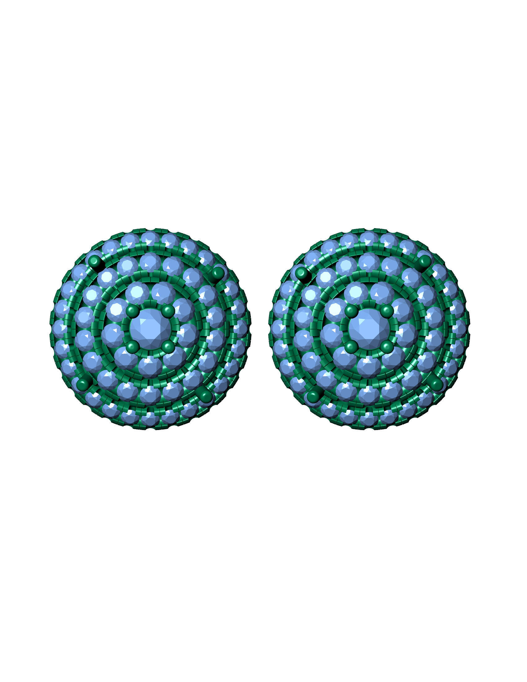 Luxurious Multi-Layered Round Diamond Stud Earrings 3D print model_11