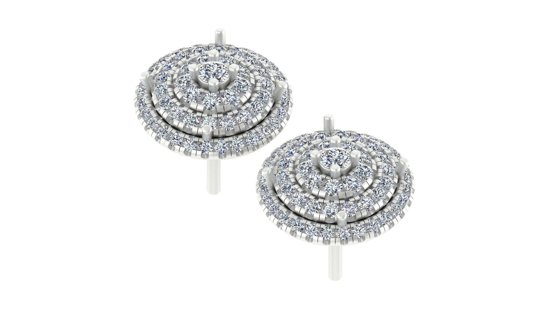 Luxurious Multi-Layered Round Diamond Stud Earrings 3D print model_6