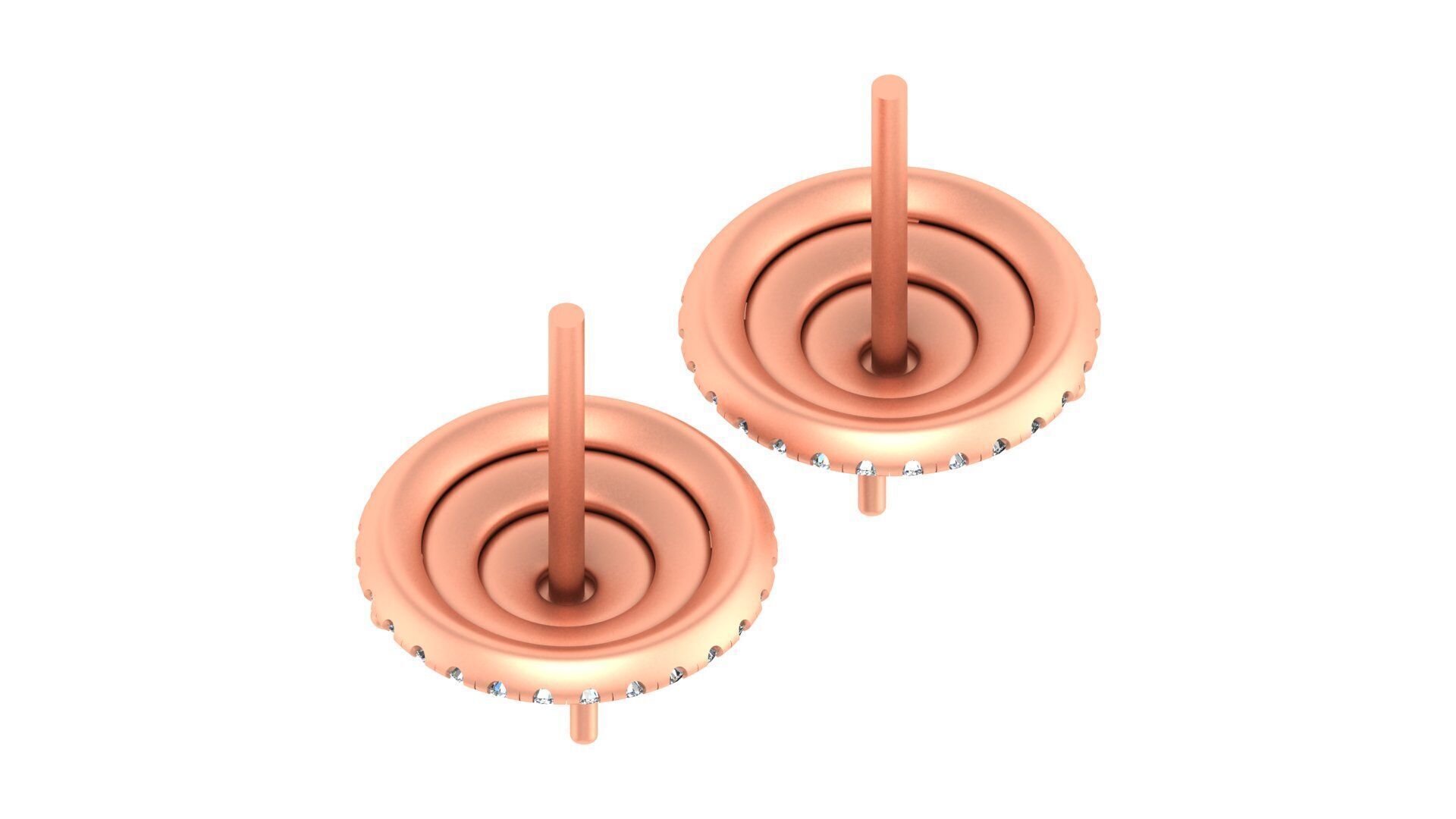 Luxurious Multi-Layered Round Diamond Stud Earrings 3D print model_10