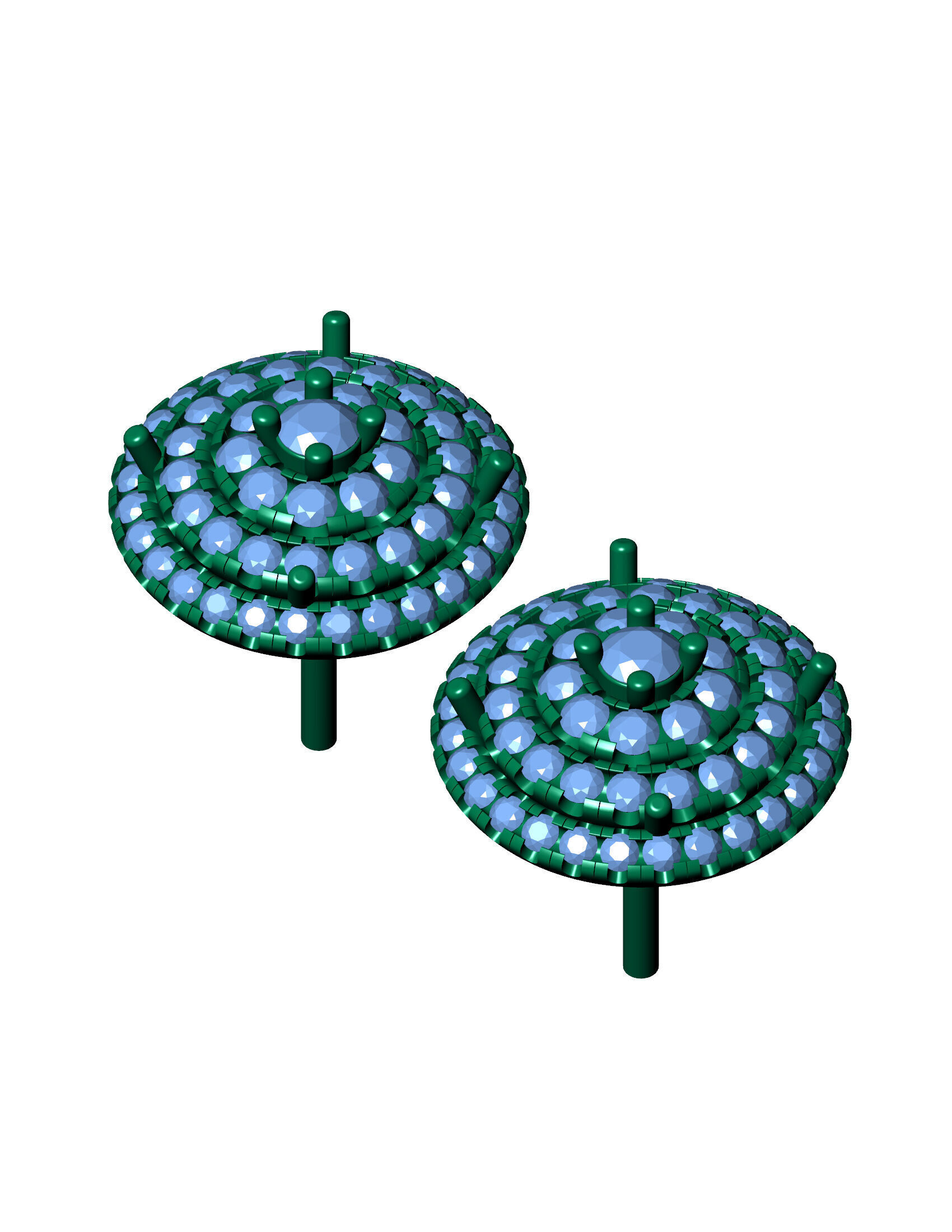 Luxurious Multi-Layered Round Diamond Stud Earrings 3D print model_14