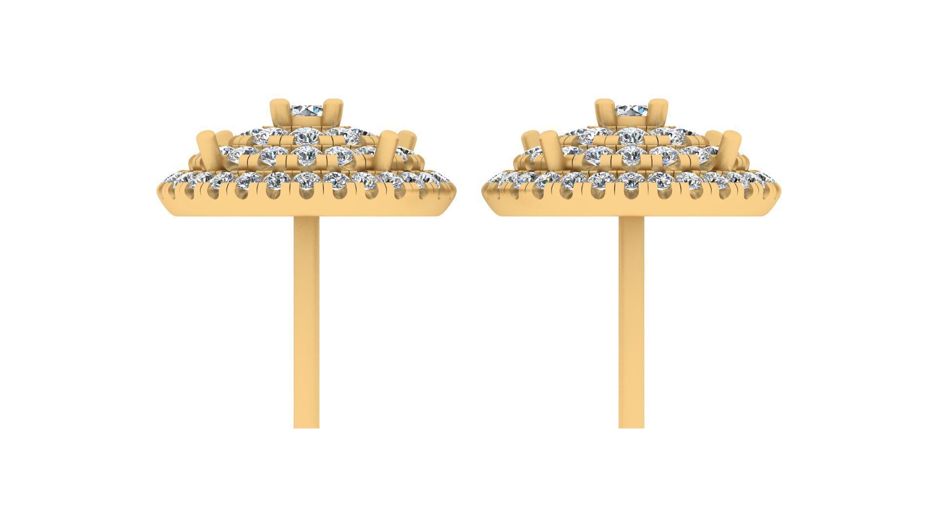 Luxurious Multi-Layered Round Diamond Stud Earrings 3D print model_25