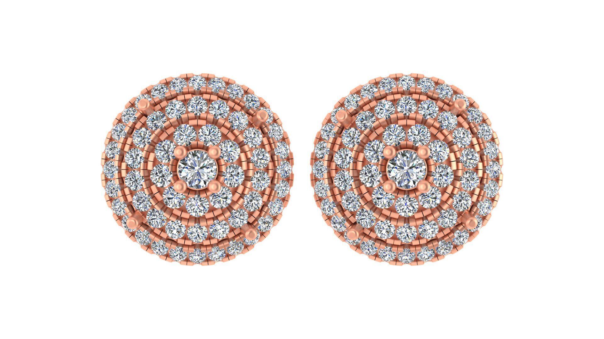 Luxurious Multi-Layered Round Diamond Stud Earrings 3D print model_24