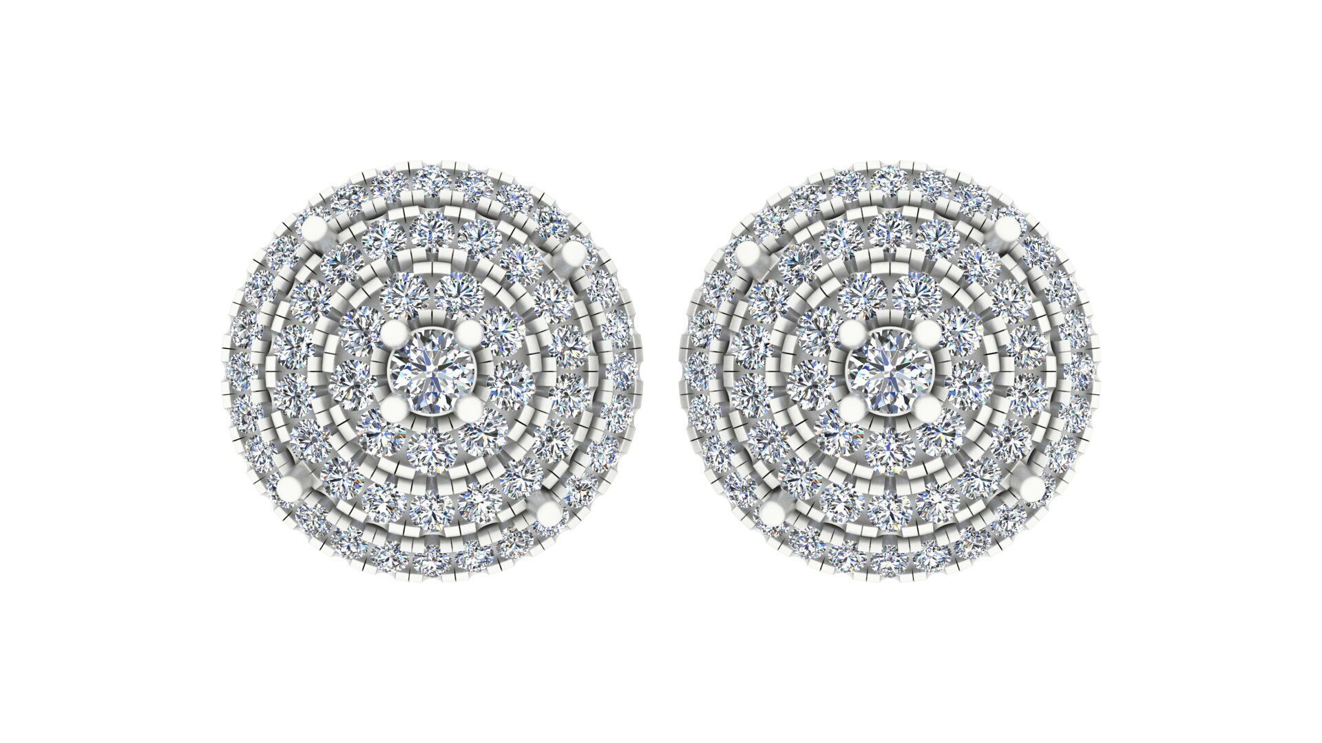 Luxurious Multi-Layered Round Diamond Stud Earrings 3D print model_3