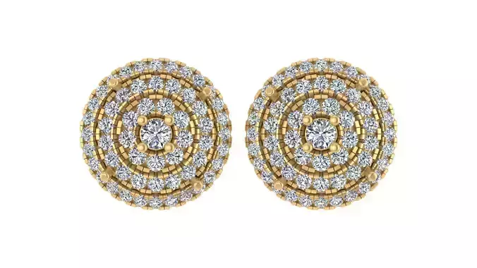 Luxurious Multi-Layered Round Diamond Stud Earrings