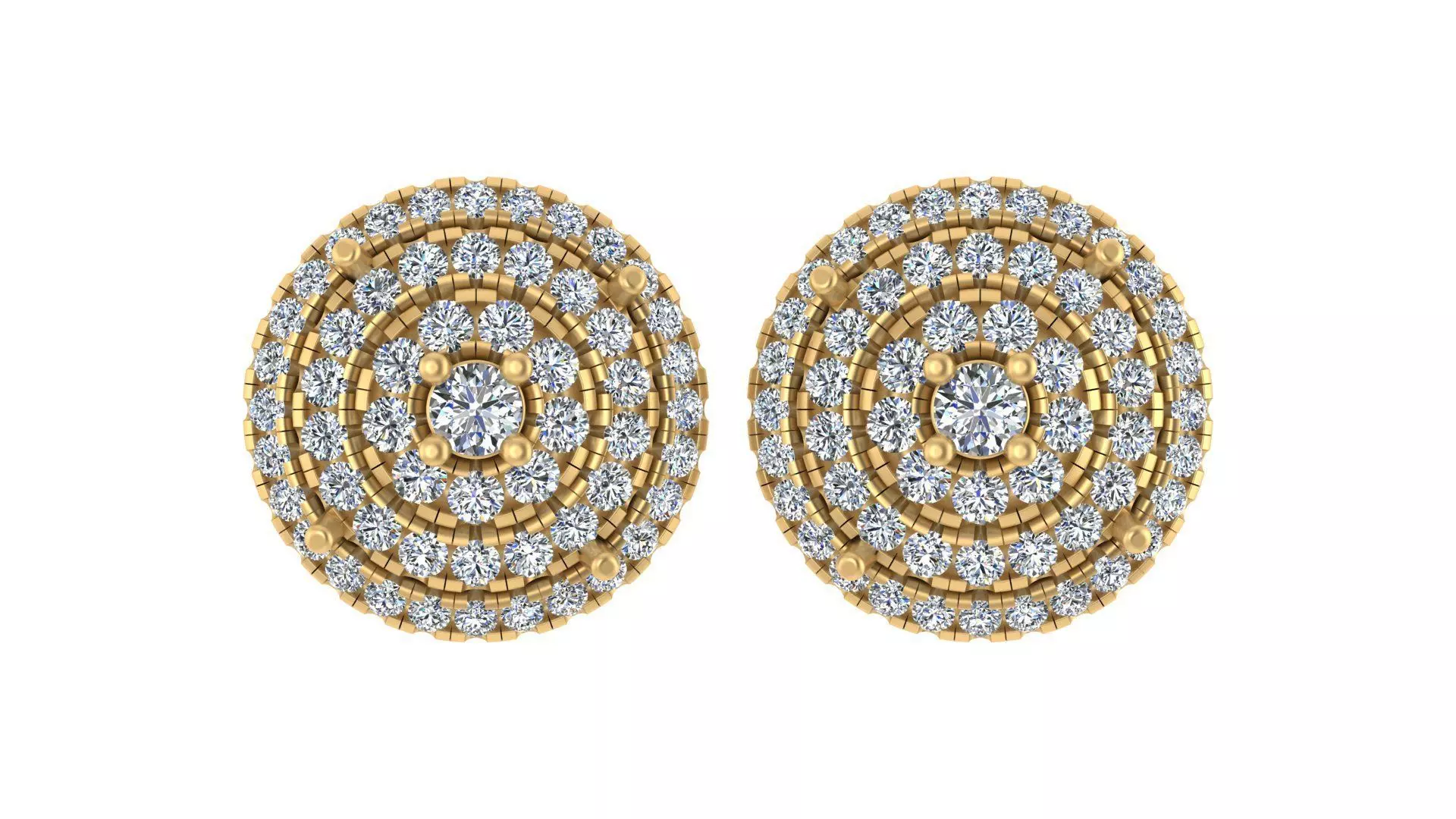 Luxurious Multi-Layered Round Diamond Stud Earrings 3D print model_0