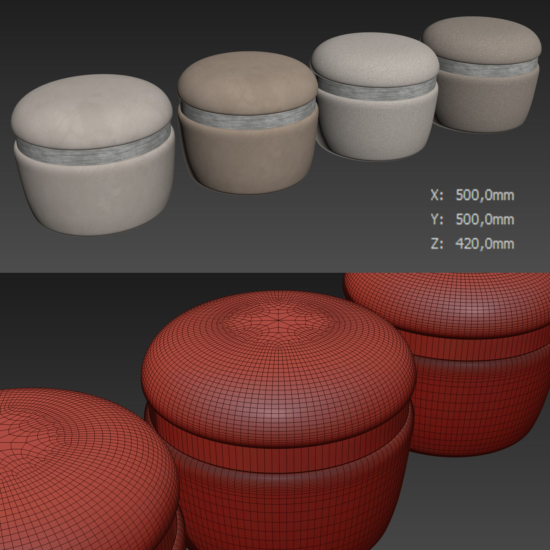 Arvil Pouf By Papell Design 3D model_6
