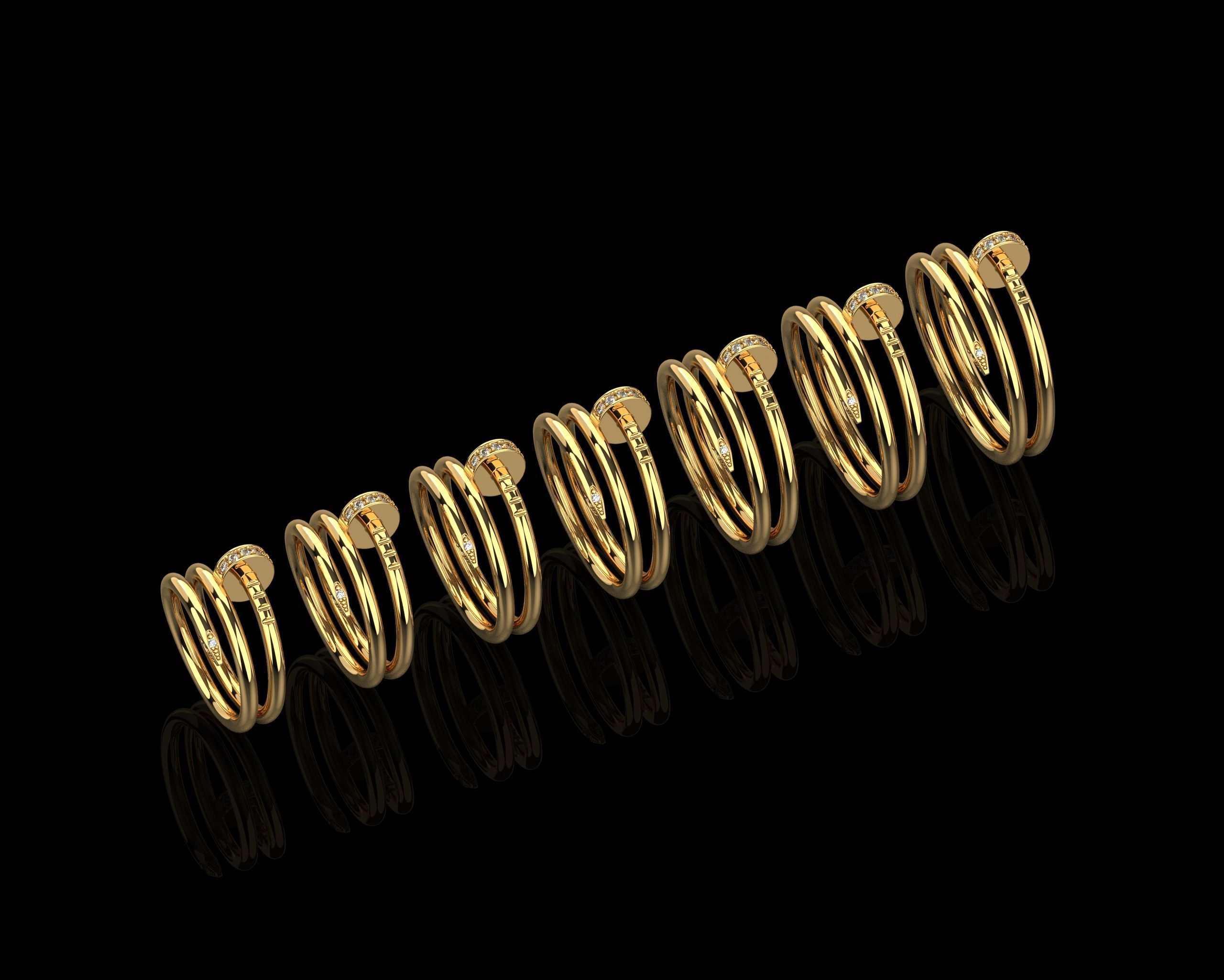 Juste un Clou Rings double in different sizes 15 to 21  3D Model Collection_3