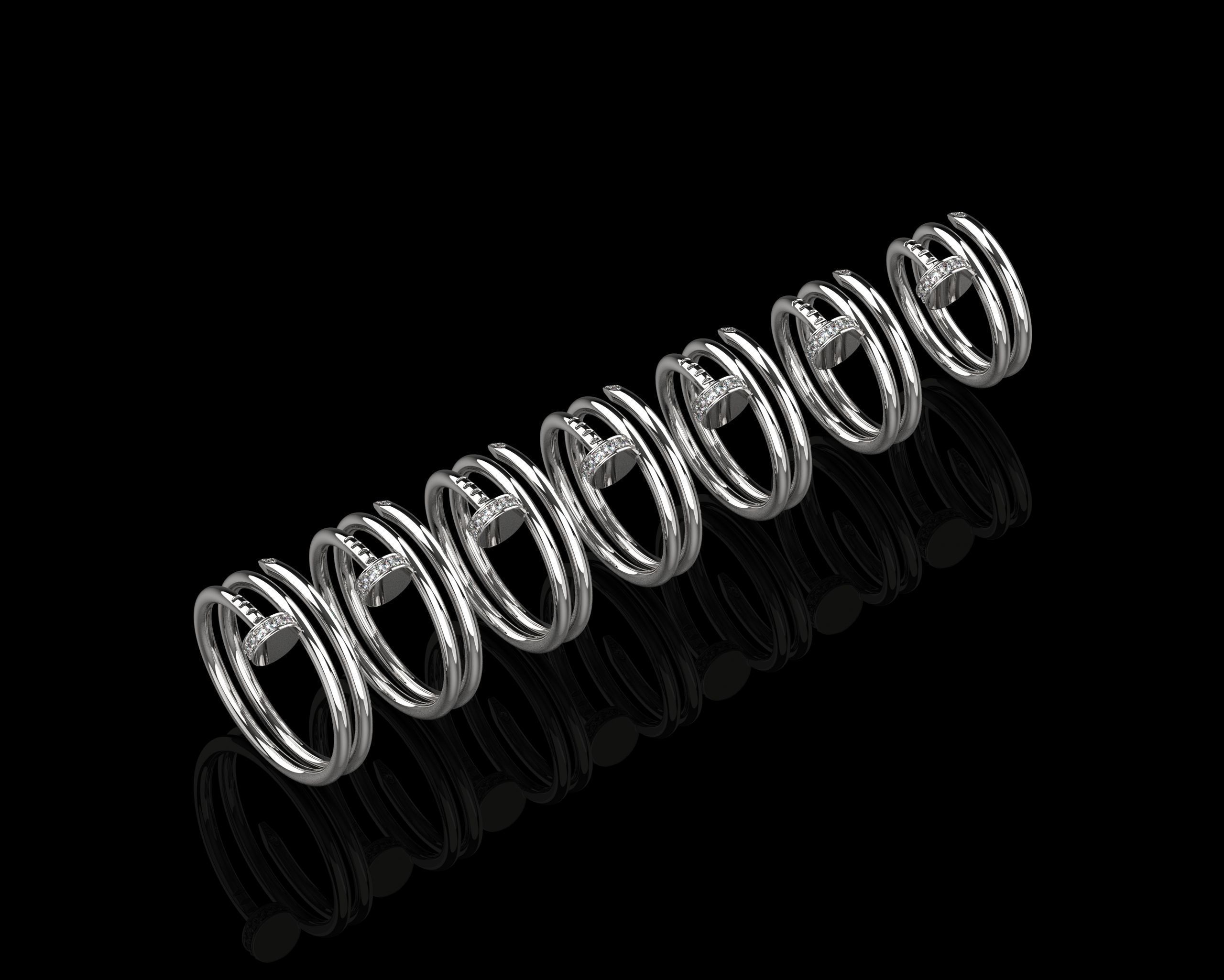 Juste un Clou Rings double in different sizes 15 to 21  3D Model Collection_4