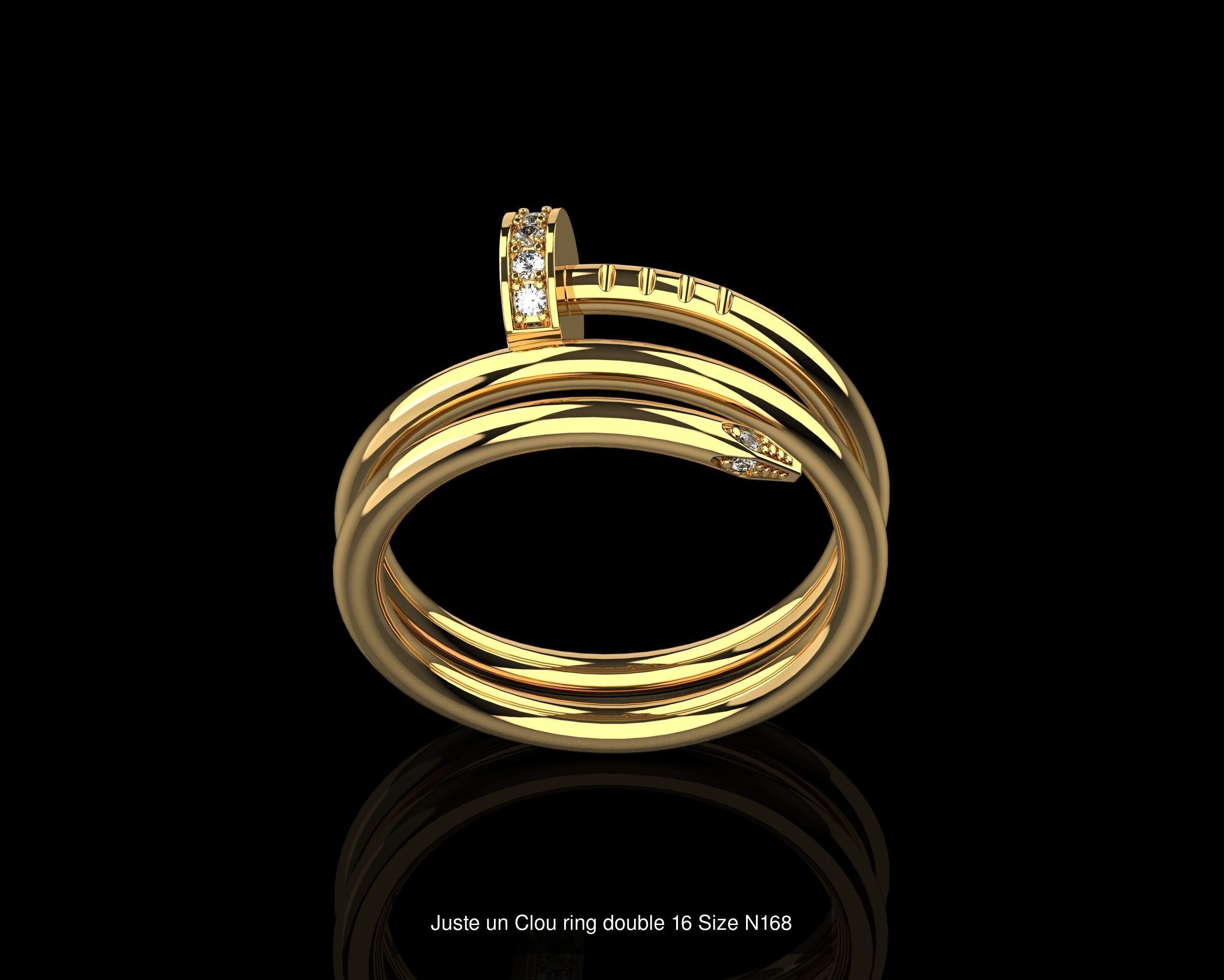 Juste un Clou Rings double in different sizes 15 to 21  3D Model Collection_11