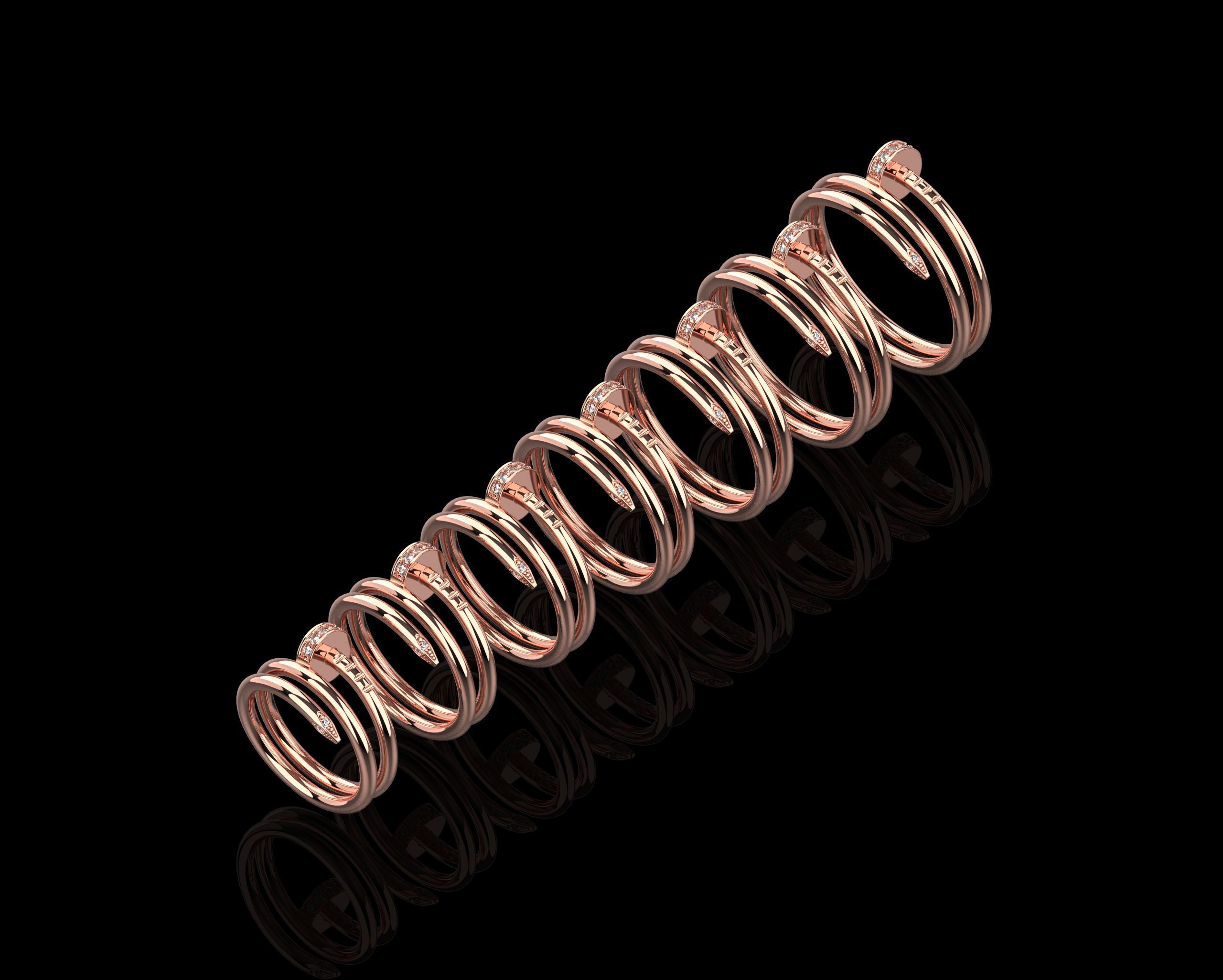 Juste un Clou Rings double in different sizes 15 to 21  3D Model Collection_9