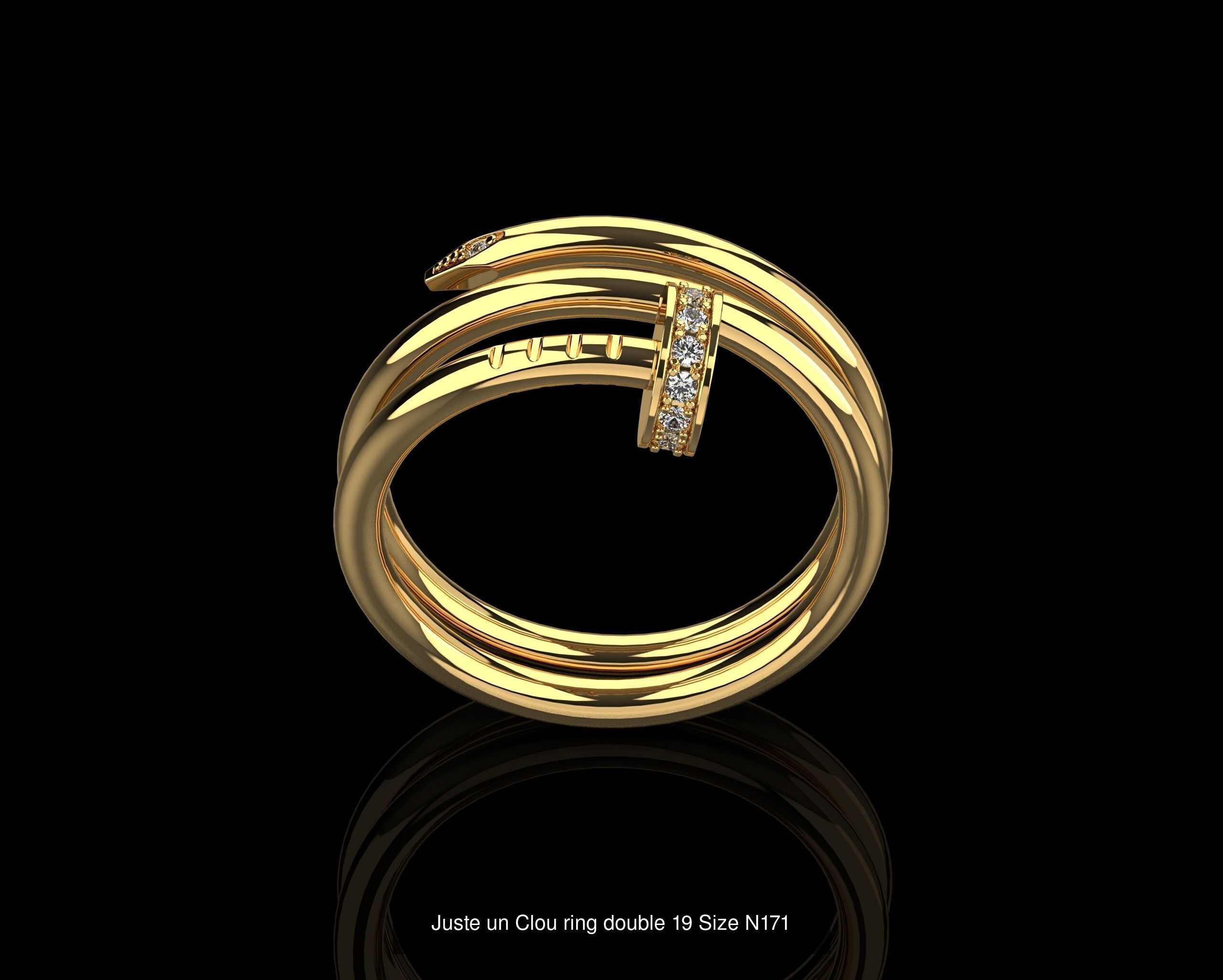 Juste un Clou Rings double in different sizes 15 to 21  3D Model Collection_14
