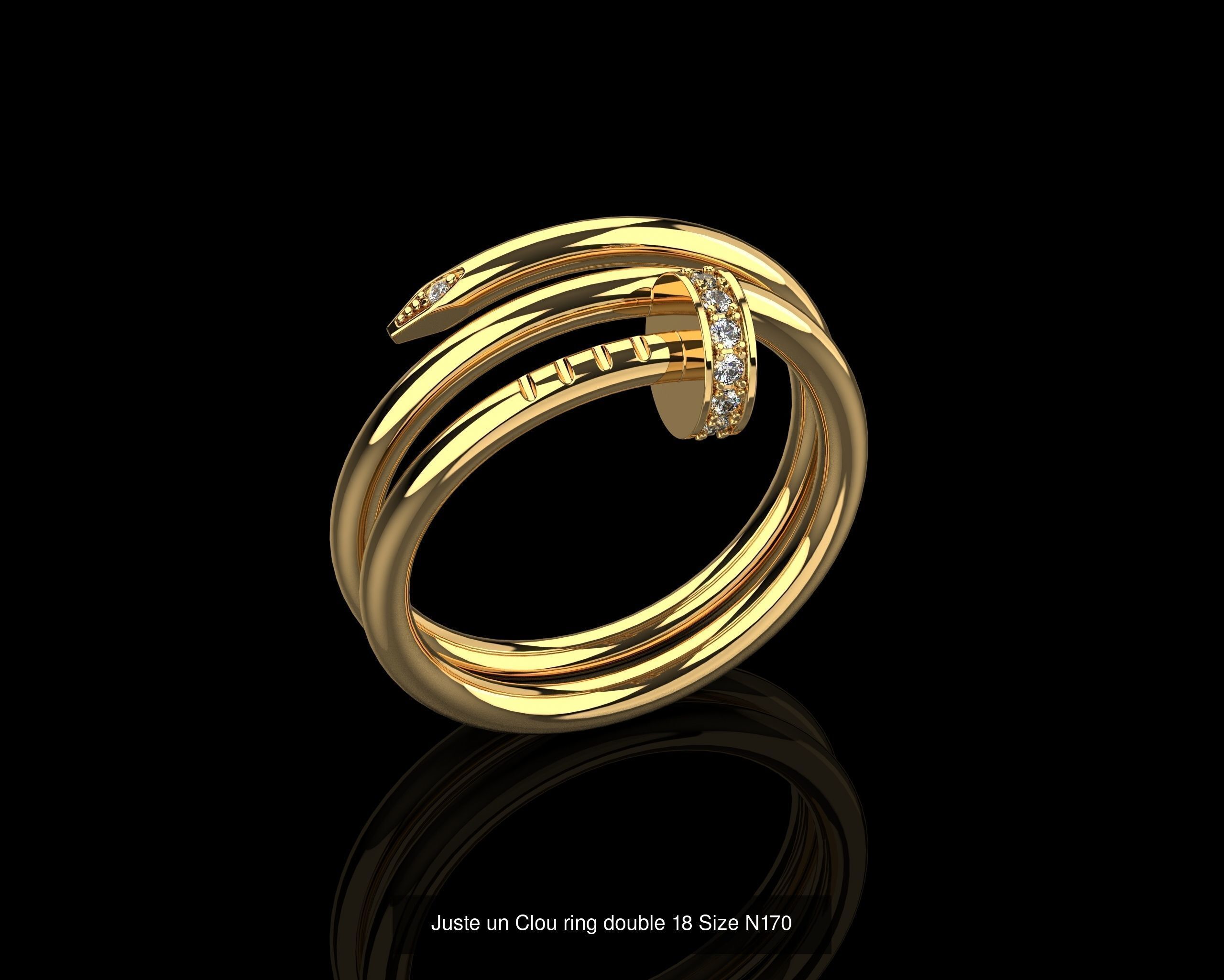 Juste un Clou Rings double in different sizes 15 to 21  3D Model Collection_13