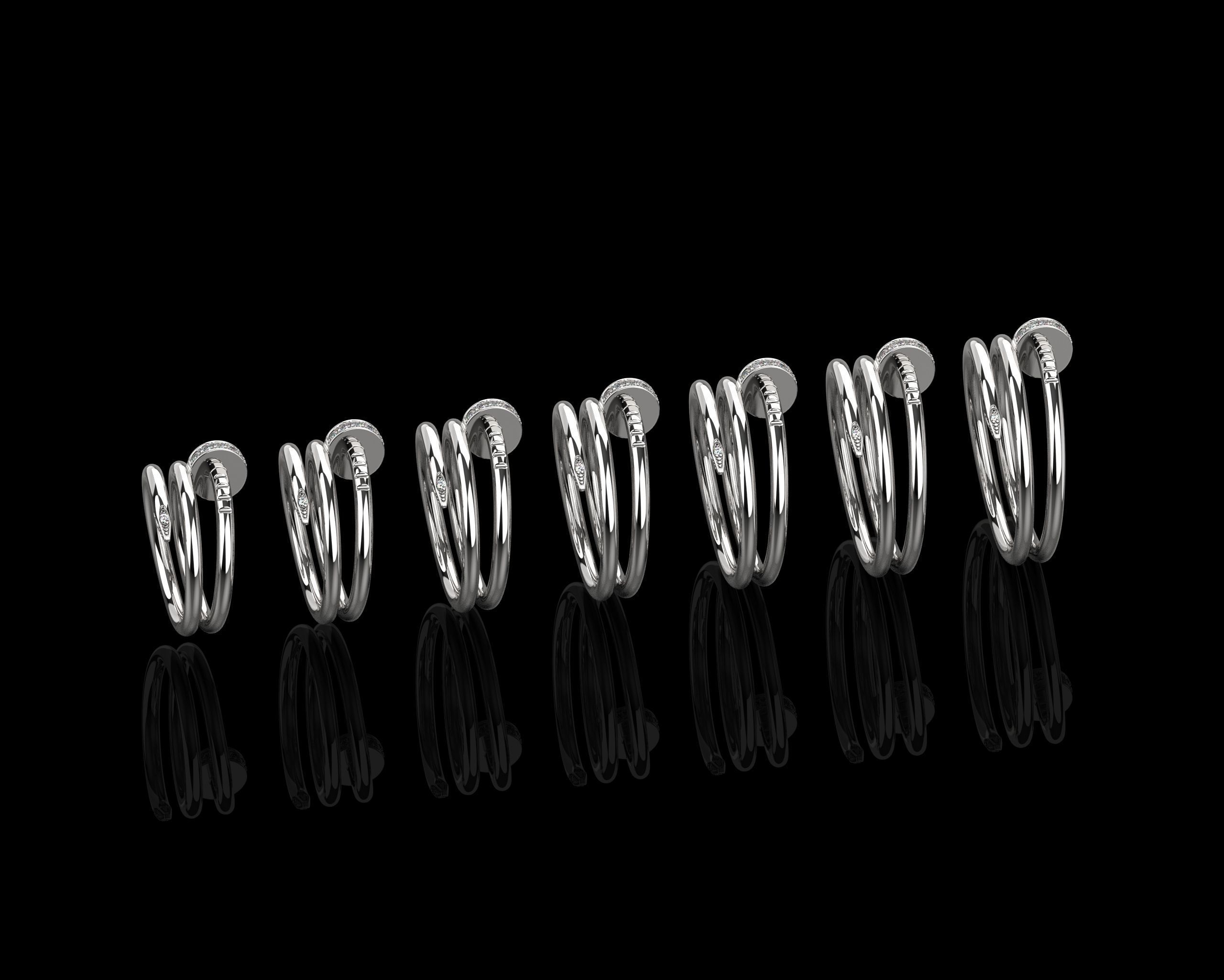 Juste un Clou Rings double in different sizes 15 to 21  3D Model Collection_6