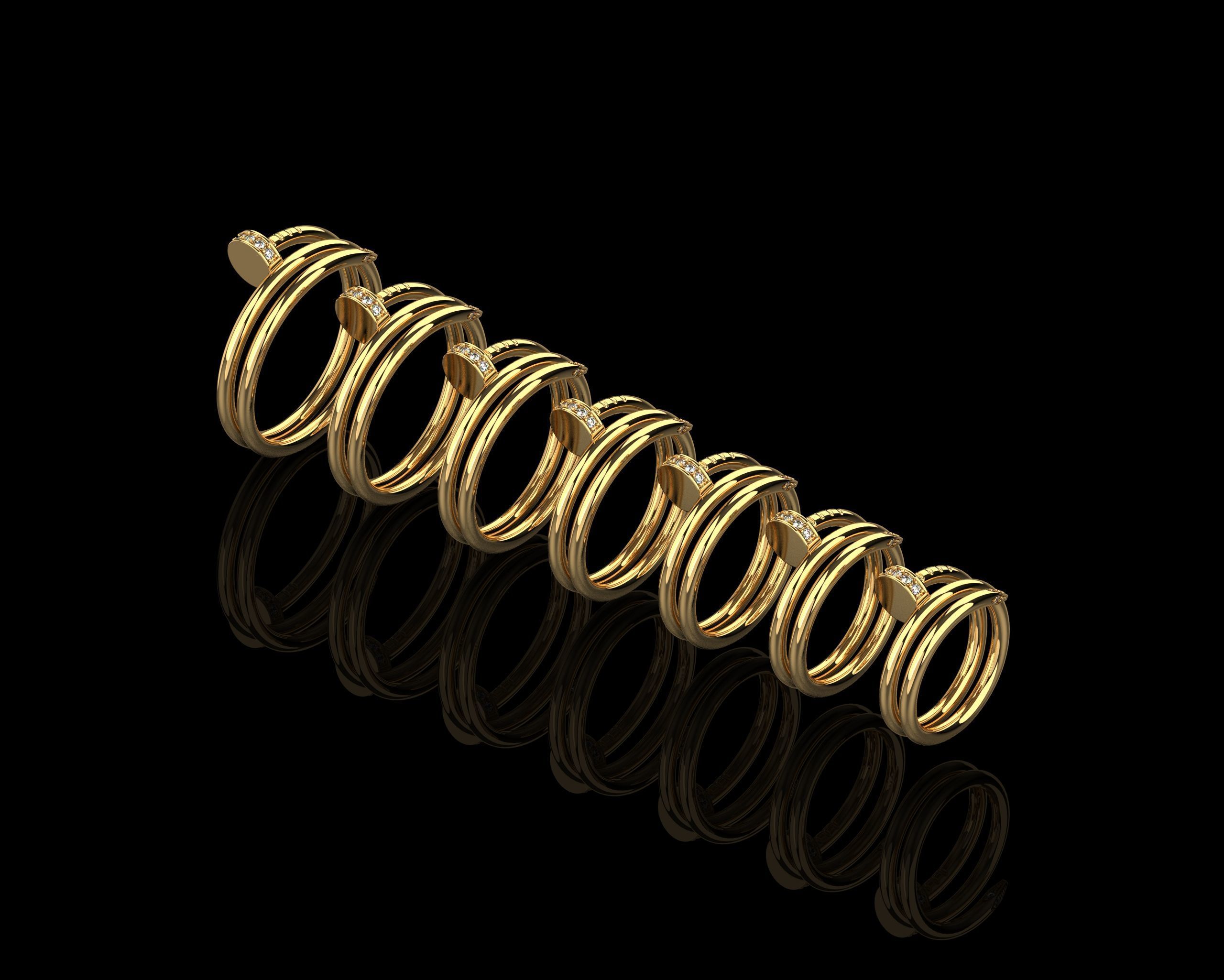 Juste un Clou Rings double in different sizes 15 to 21  3D Model Collection_1