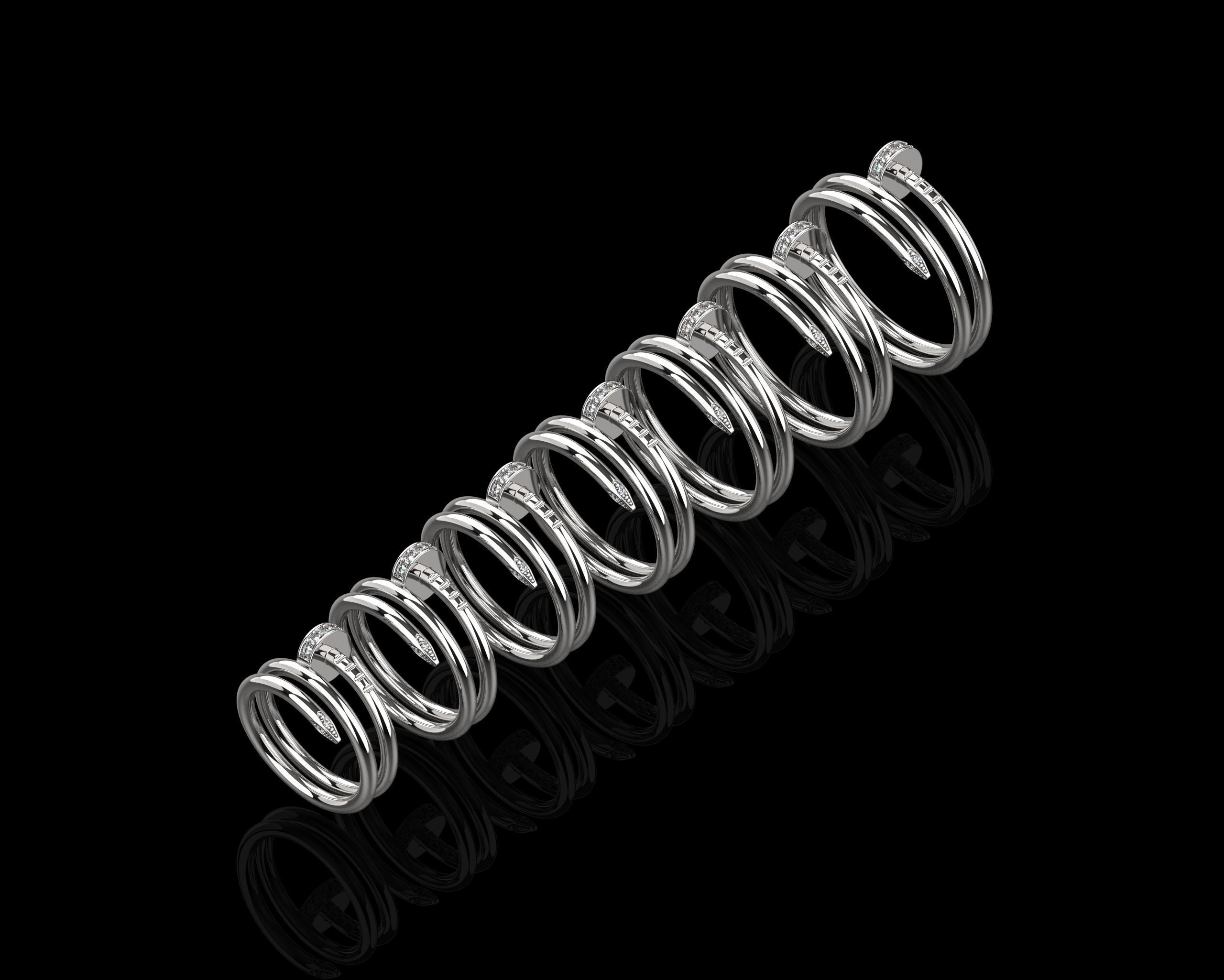 Juste un Clou Rings double in different sizes 15 to 21  3D Model Collection_5