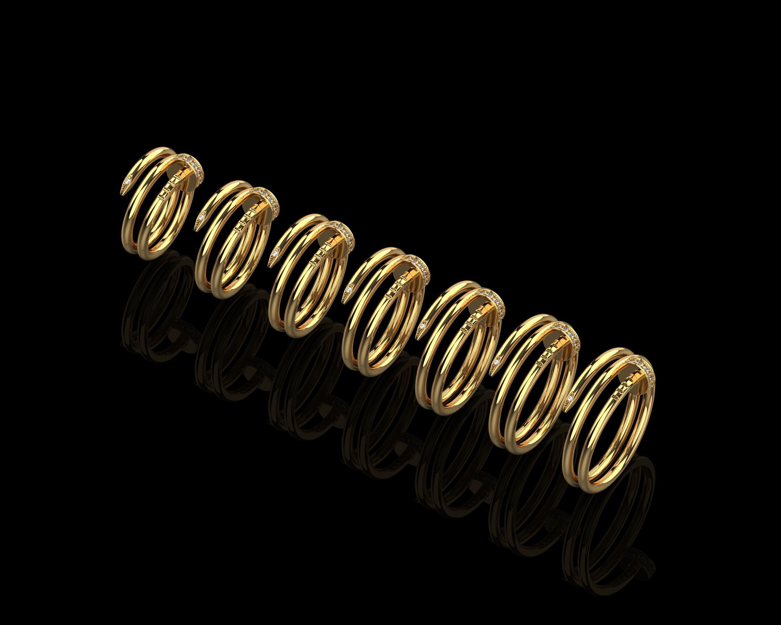 Juste un Clou Rings double in different sizes 15 to 21  3D Model Collection_2