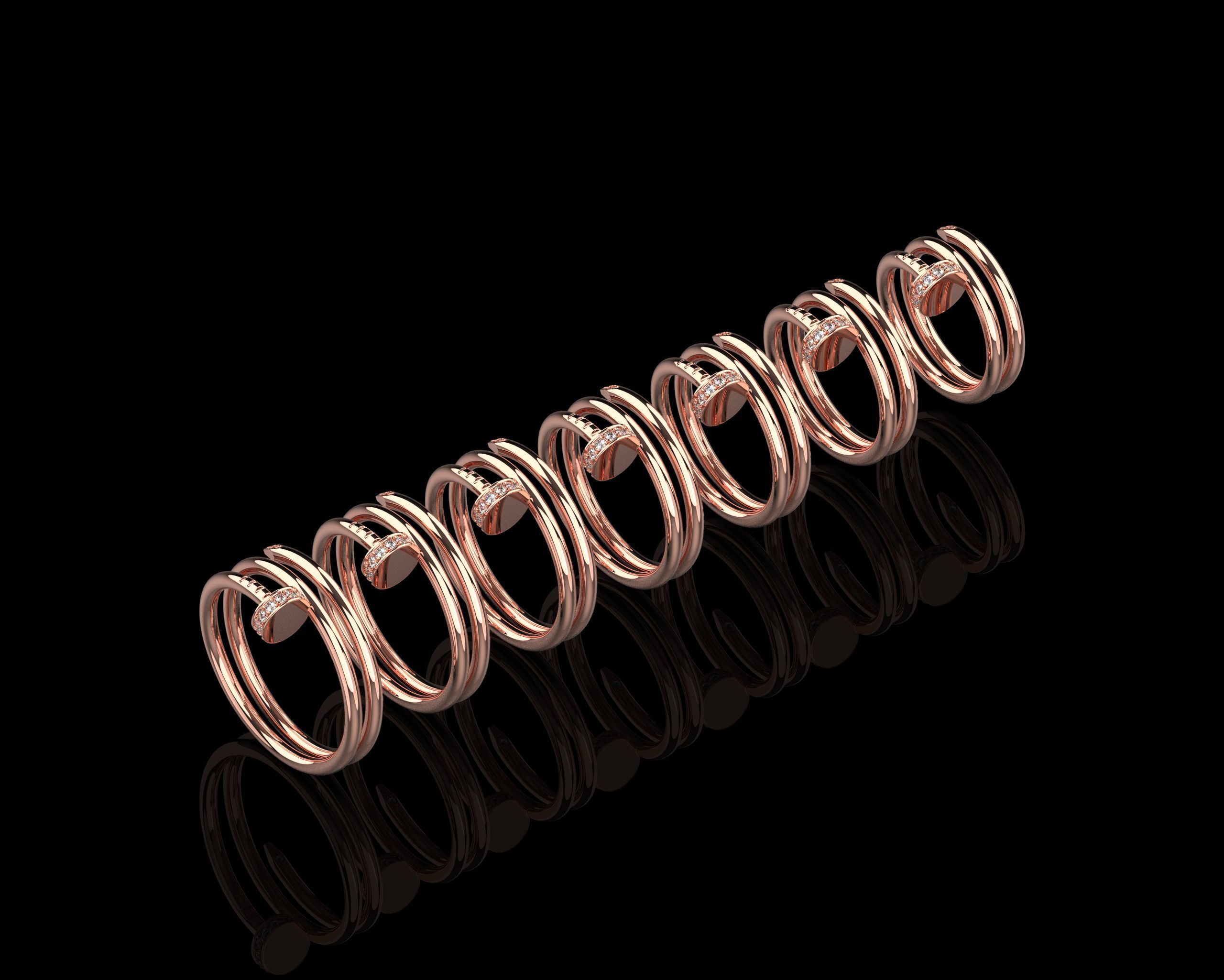 Juste un Clou Rings double in different sizes 15 to 21  3D Model Collection_7