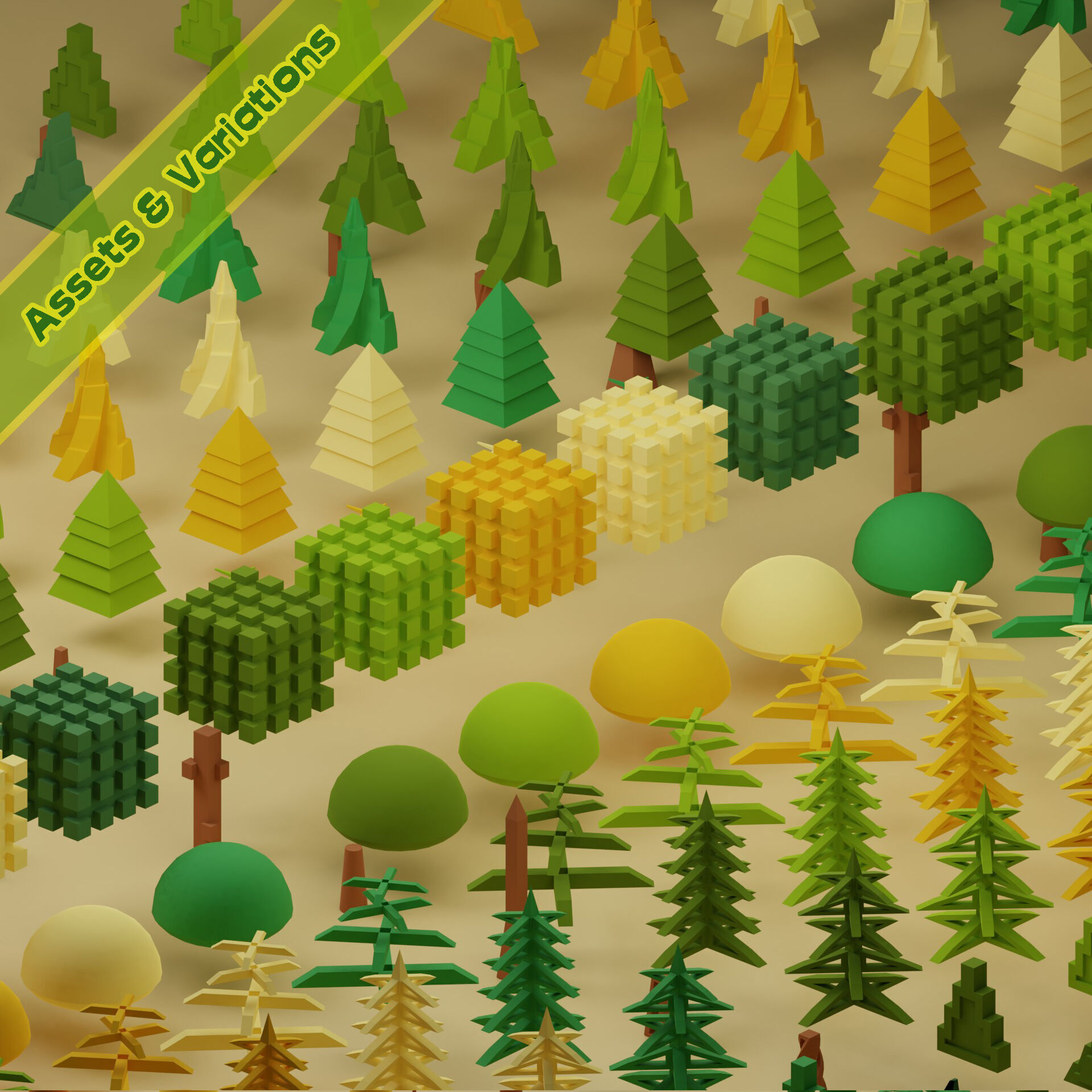 Low Poly Trees Collection - 25 trees pack 2 Low-poly 3D model_2