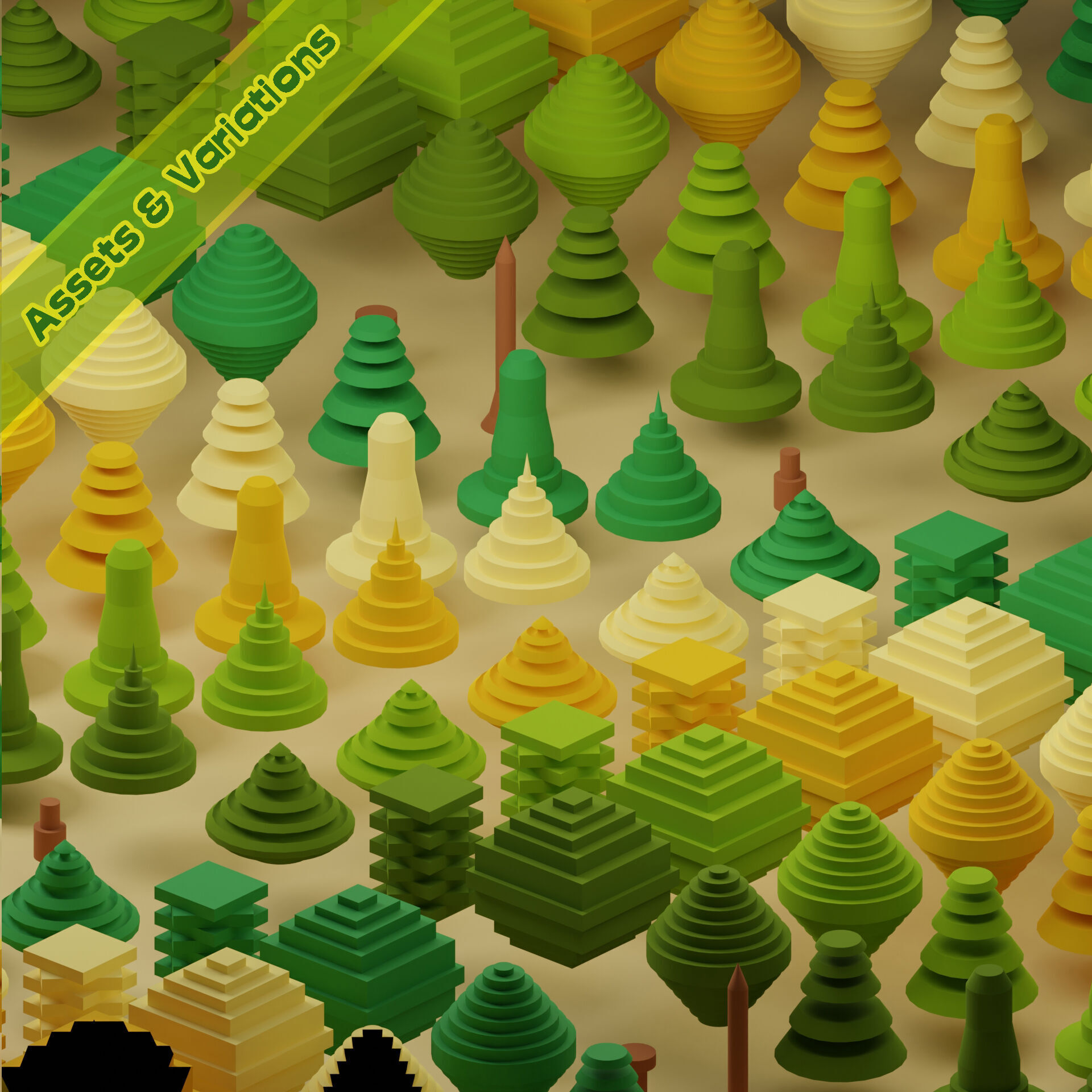 Low Poly Trees Collection - 25 trees pack 2 Low-poly 3D model_1