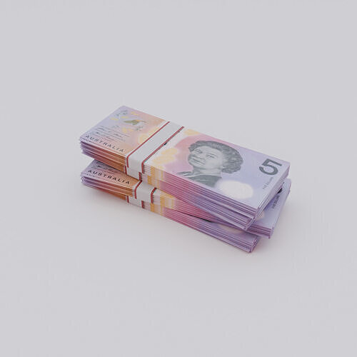 Five Australian dollar Currency Low-poly 3D model