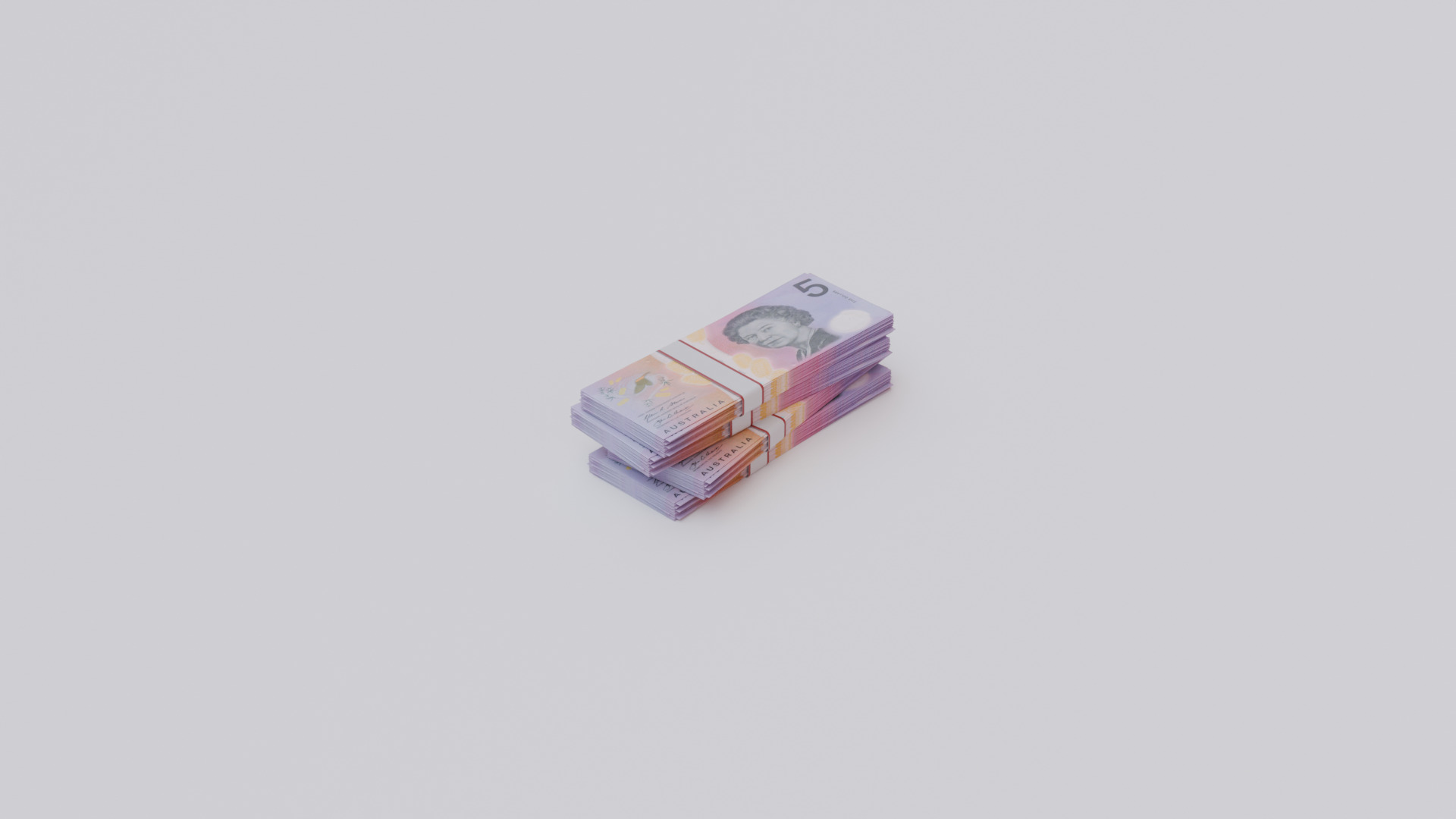 Five Australian dollar Currency Low-poly 3D model_5