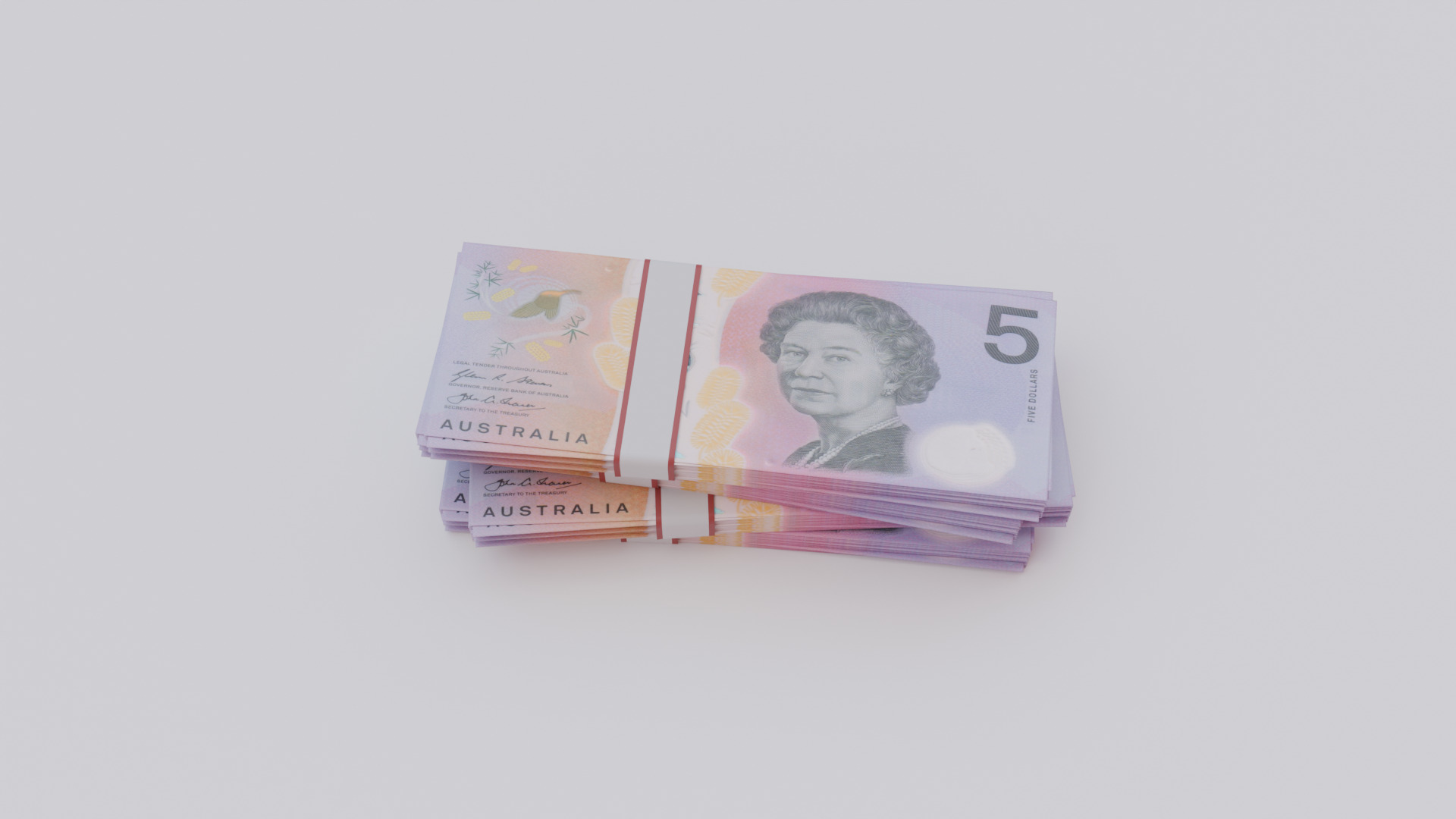 Five Australian dollar Currency Low-poly 3D model_1